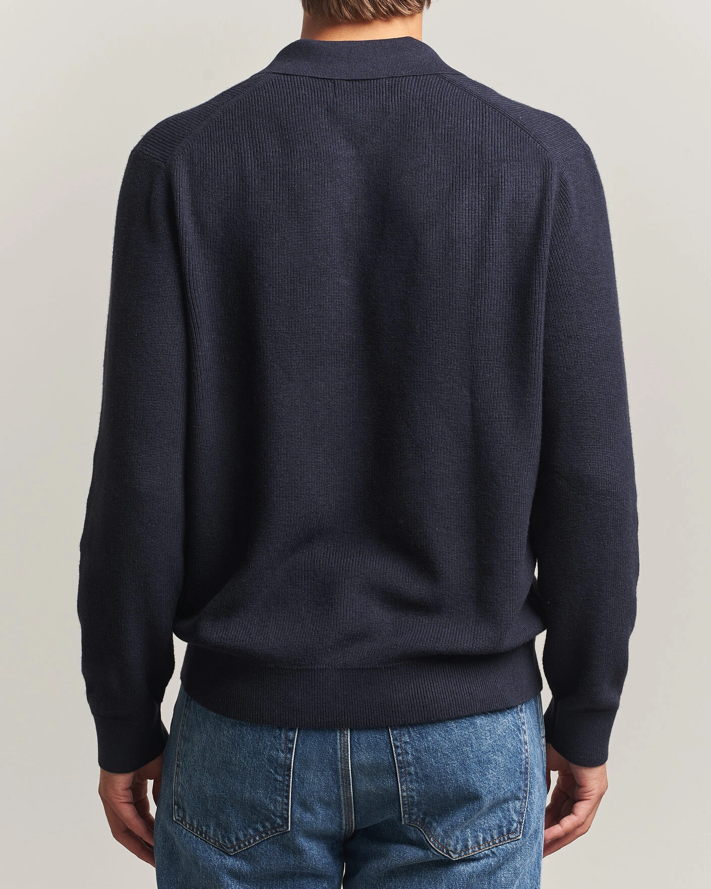 Herr | Tröjor | NN07 | Hope Cotton/Cashmere Rib Knitted Polo Navy