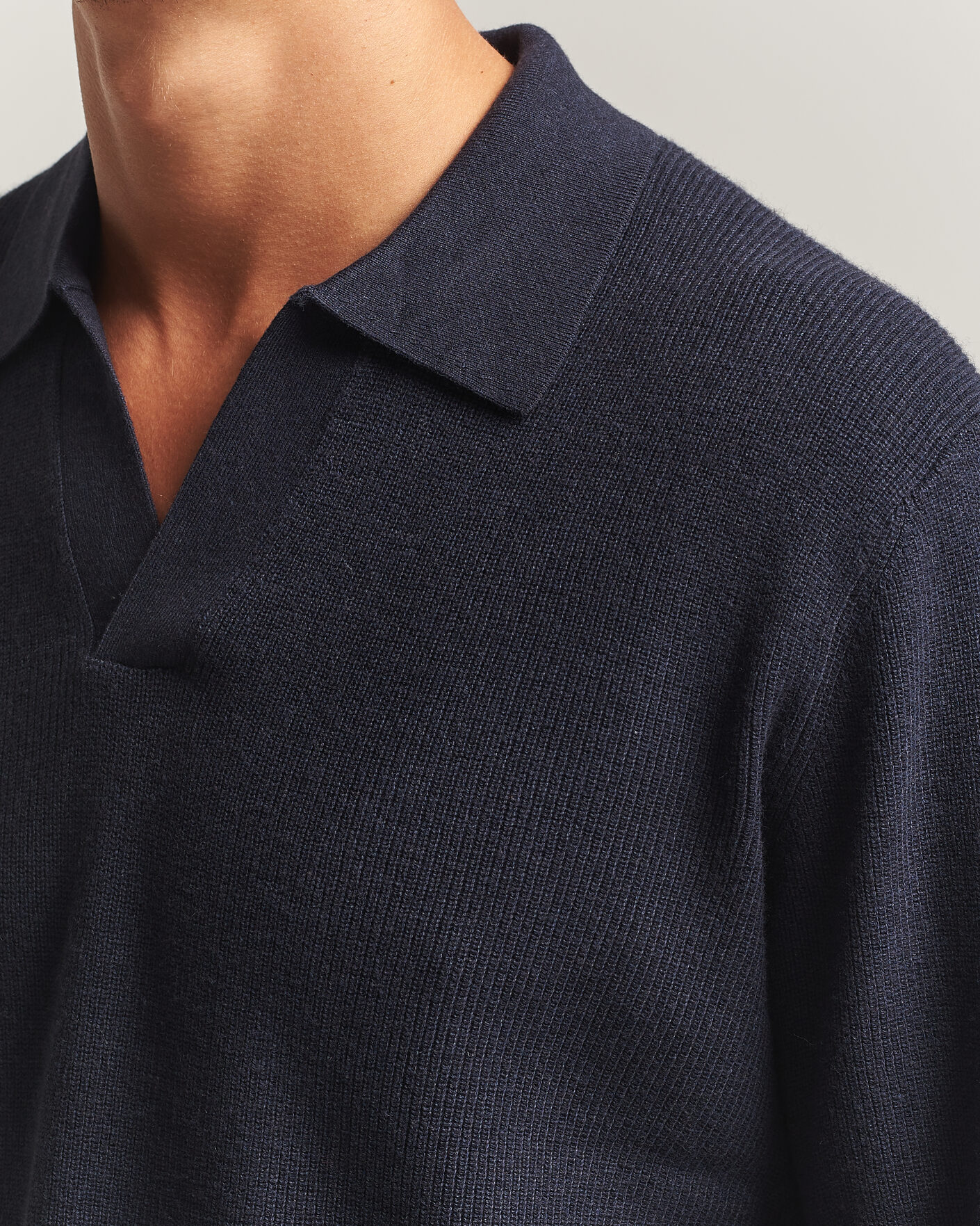 Herr | Tröjor | NN07 | Hope Cotton/Cashmere Rib Knitted Polo Navy