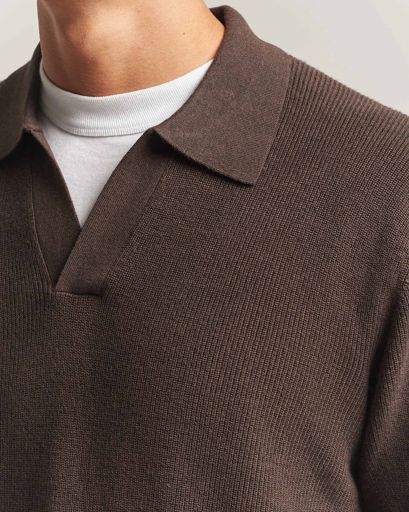 Herr | Tröjor | NN07 | Hope Cotton/Cashmere Rib Knitted Polo Brown