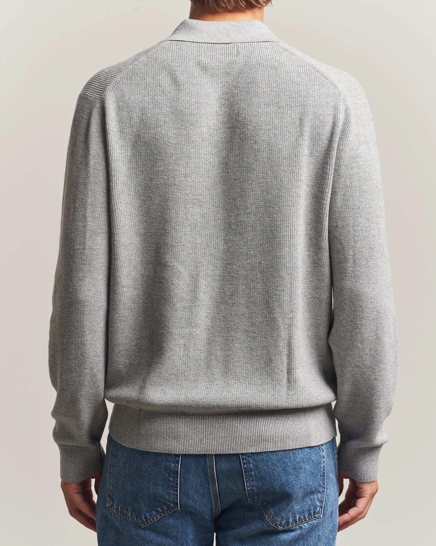Herr | Tröjor | NN07 | Hope Cotton/Cashmere Rib Knitted Polo Grey