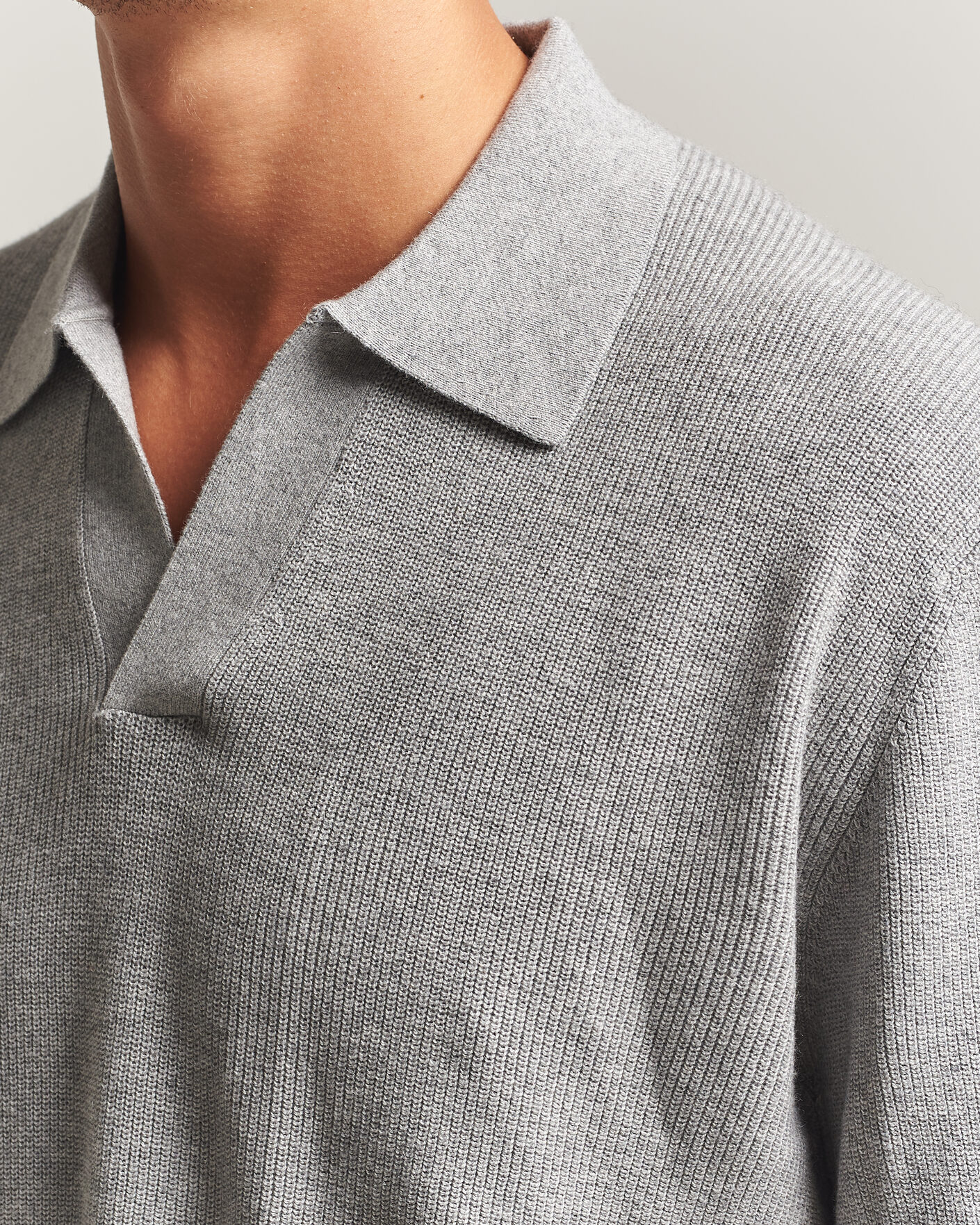 Herr | Tröjor | NN07 | Hope Cotton/Cashmere Rib Knitted Polo Grey