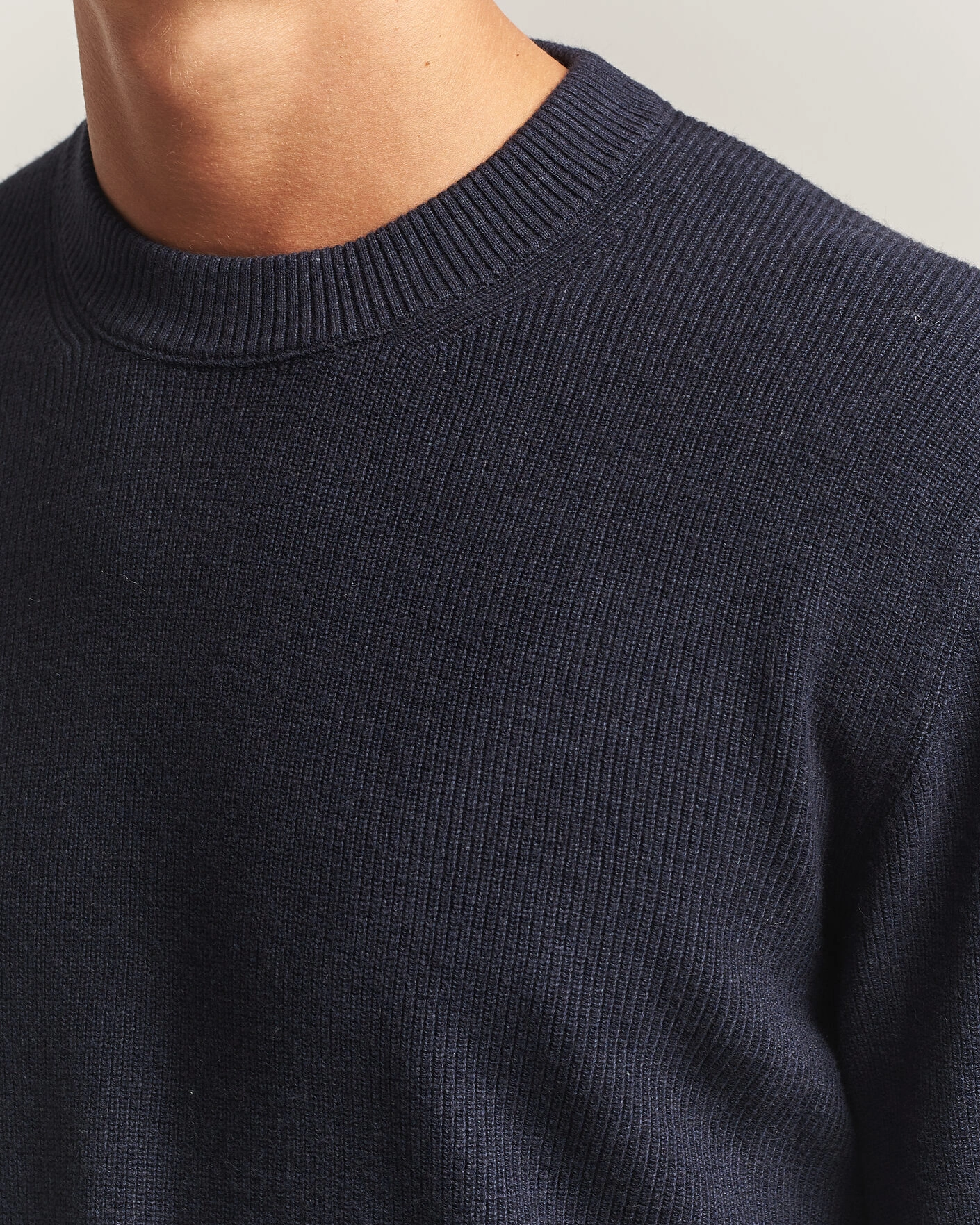 Herr | Tröjor | NN07 | Hope Cotton/Cashmere Rib Knitted Sweater Navy