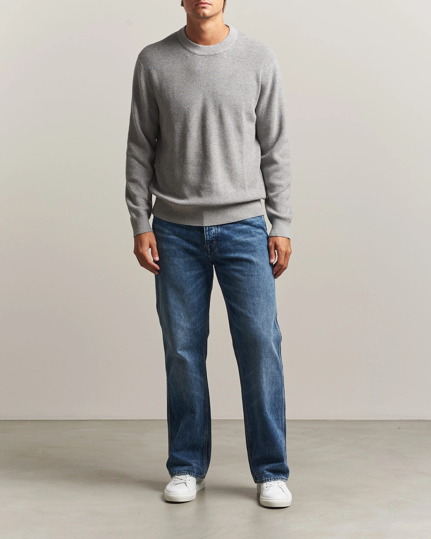 Herr | Tröjor | NN07 | Hope Cotton/Cashmere Rib Knitted Sweater Grey