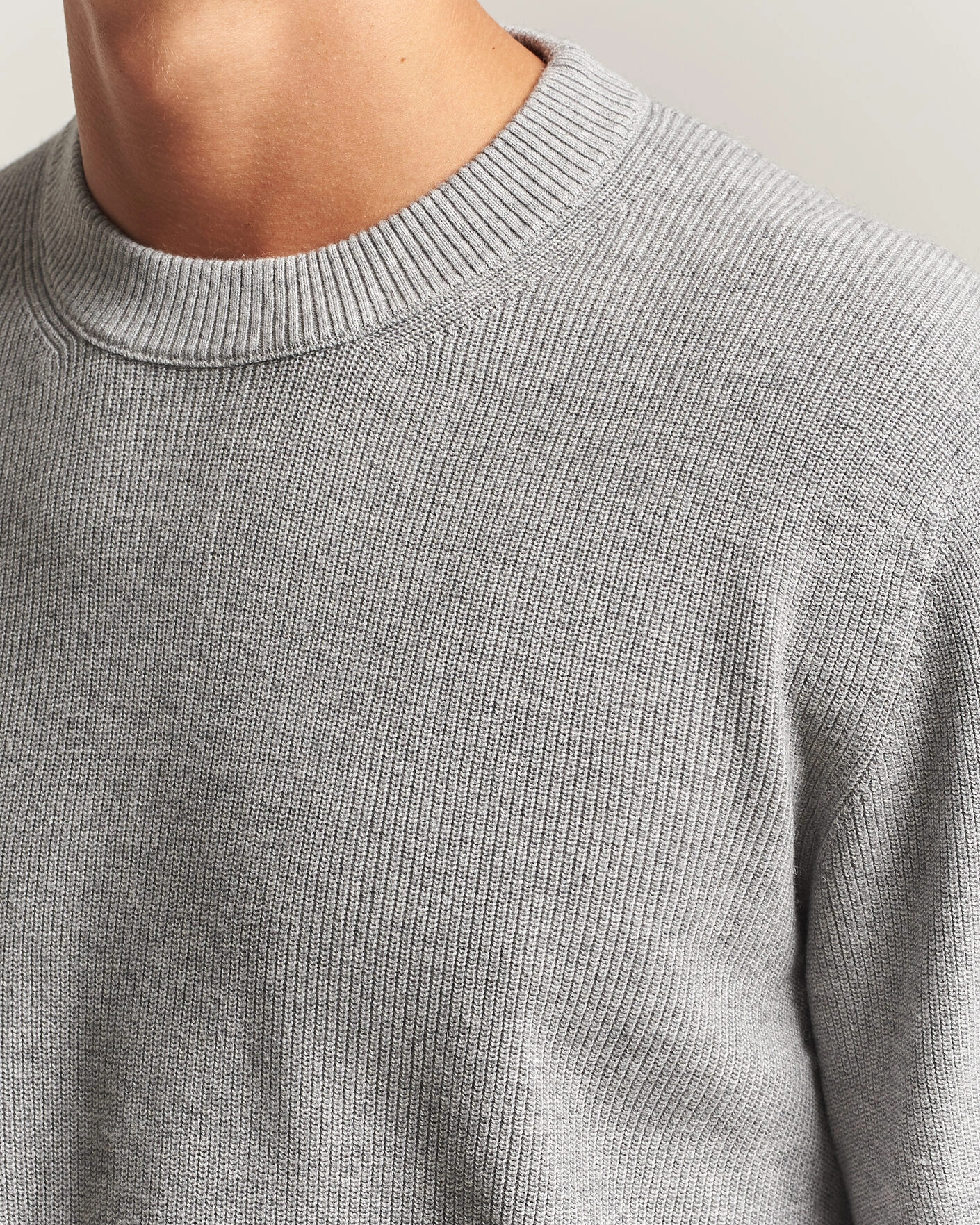 Herr | Tröjor | NN07 | Hope Cotton/Cashmere Rib Knitted Sweater Grey