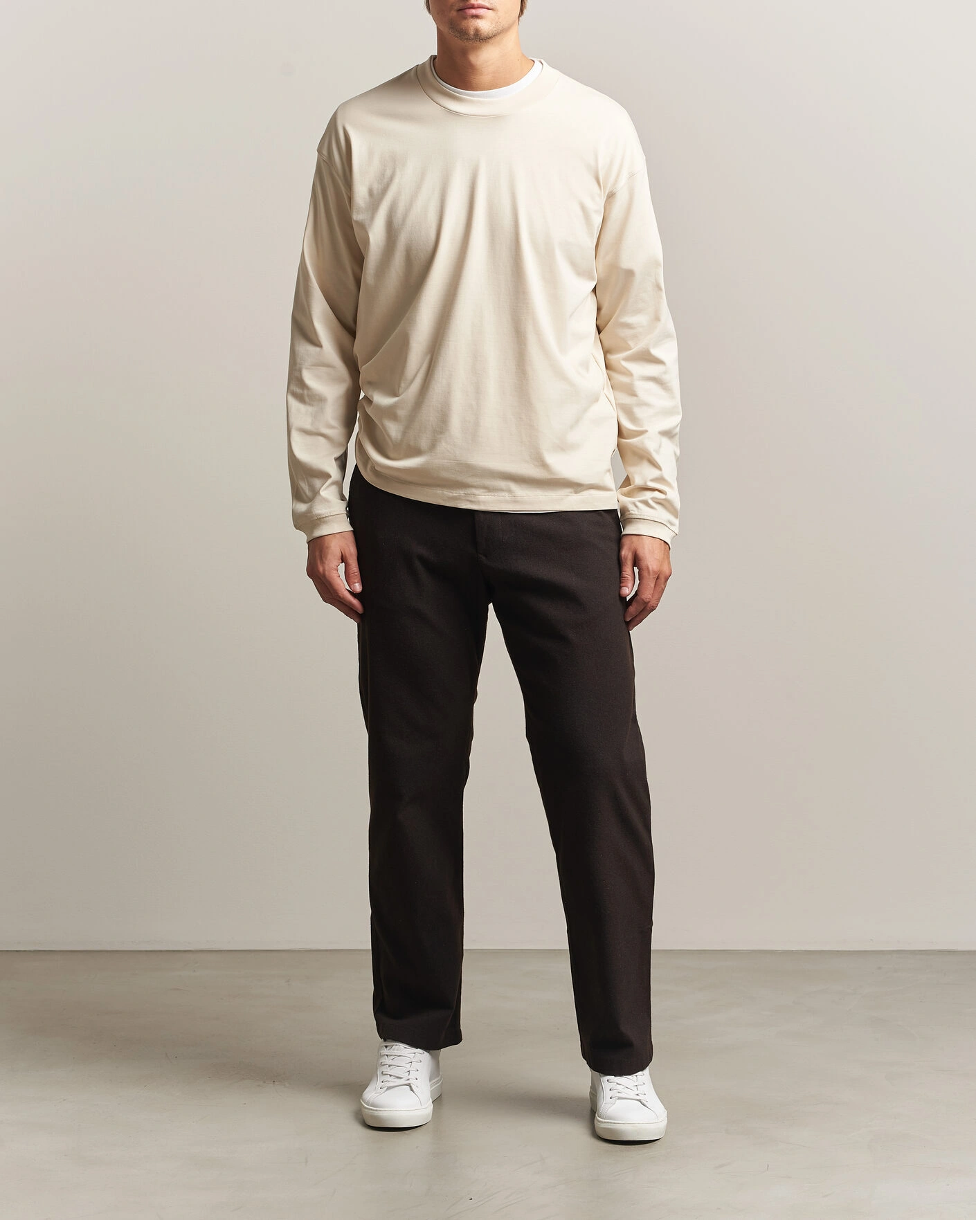 Herr | T-Shirts | NN07 | Lionel Suvin Cotton Long Sleeve T-Shirt Ivory