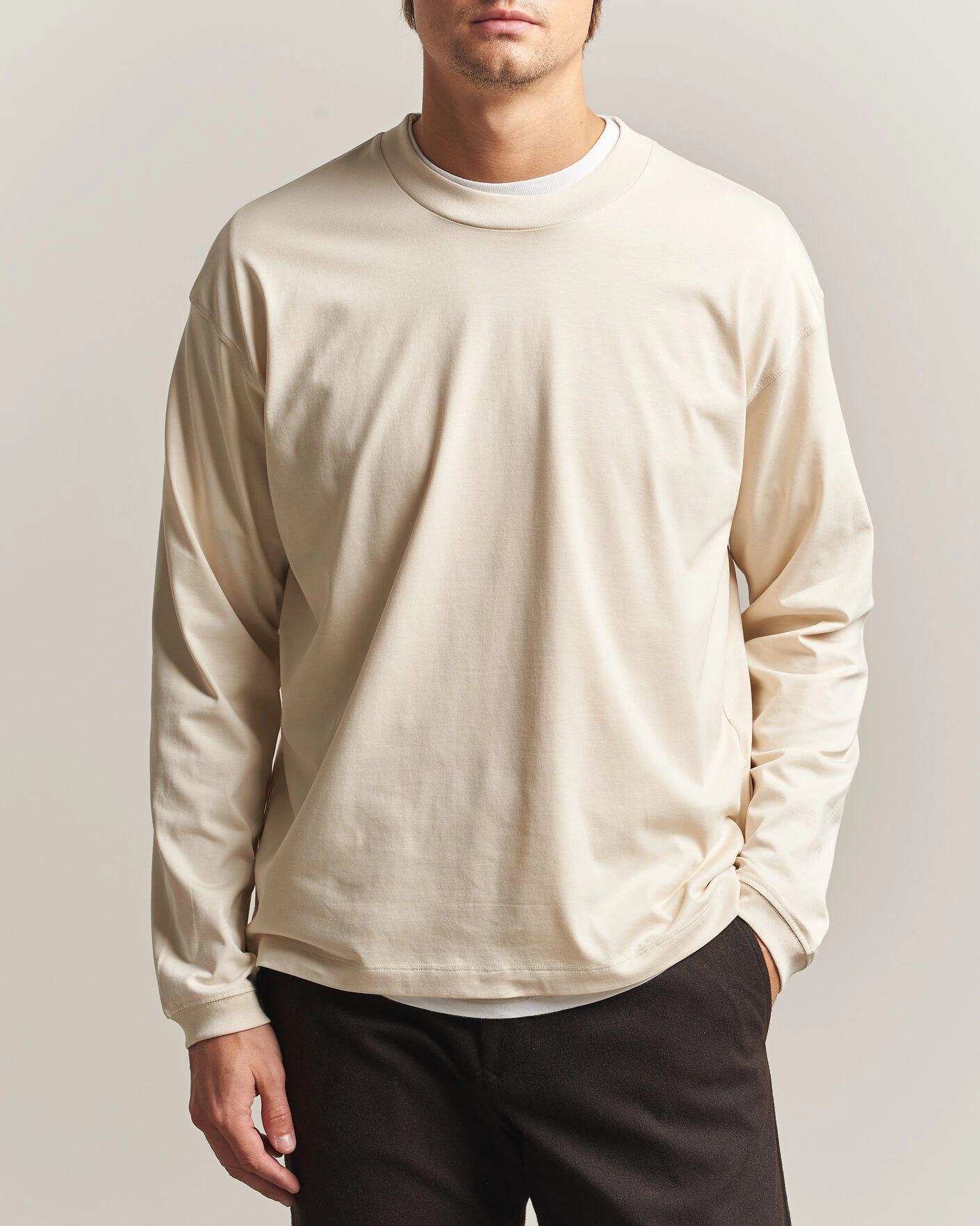 Herr | T-Shirts | NN07 | Lionel Suvin Cotton Long Sleeve T-Shirt Ivory