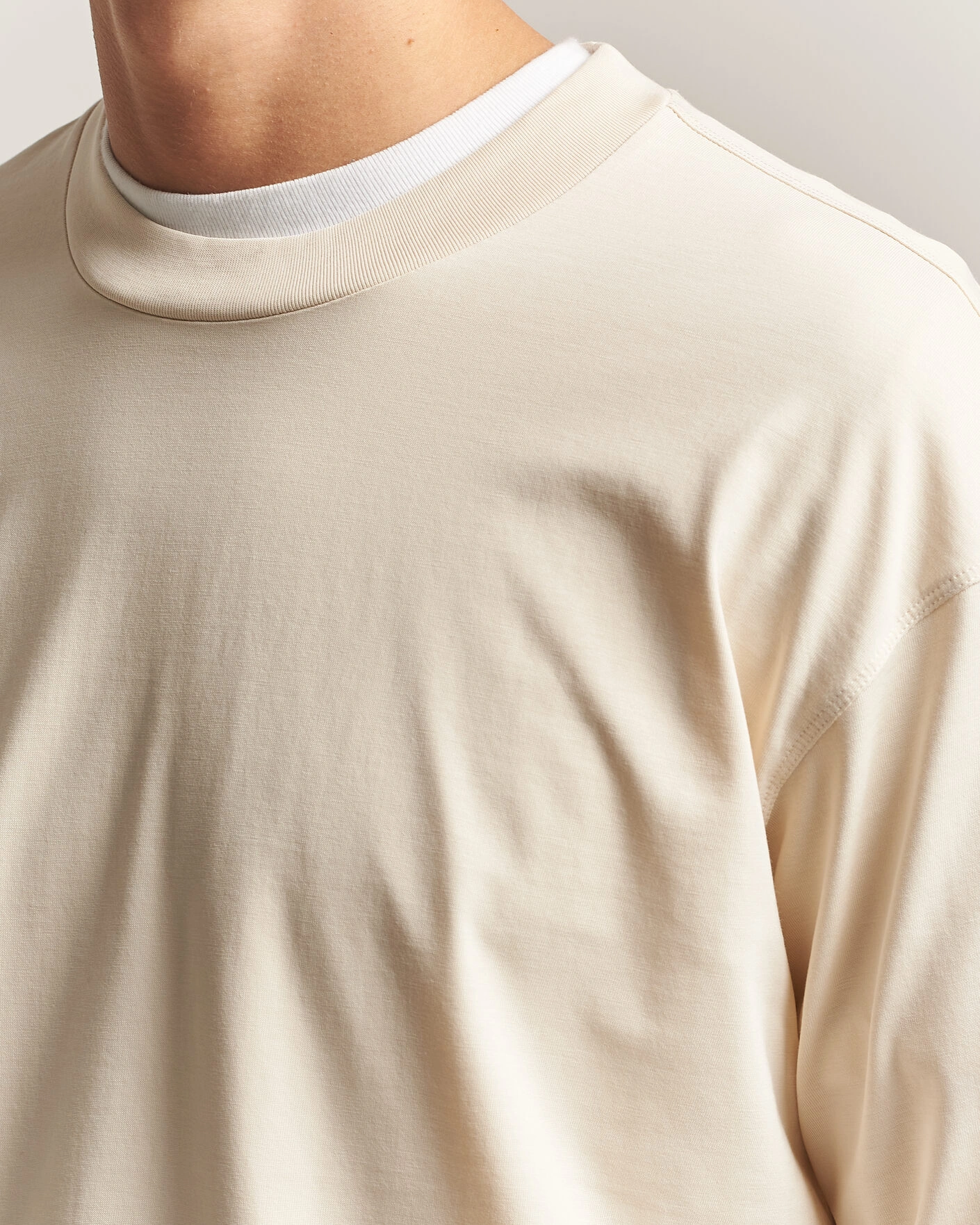 Herr | T-Shirts | NN07 | Lionel Suvin Cotton Long Sleeve T-Shirt Ivory