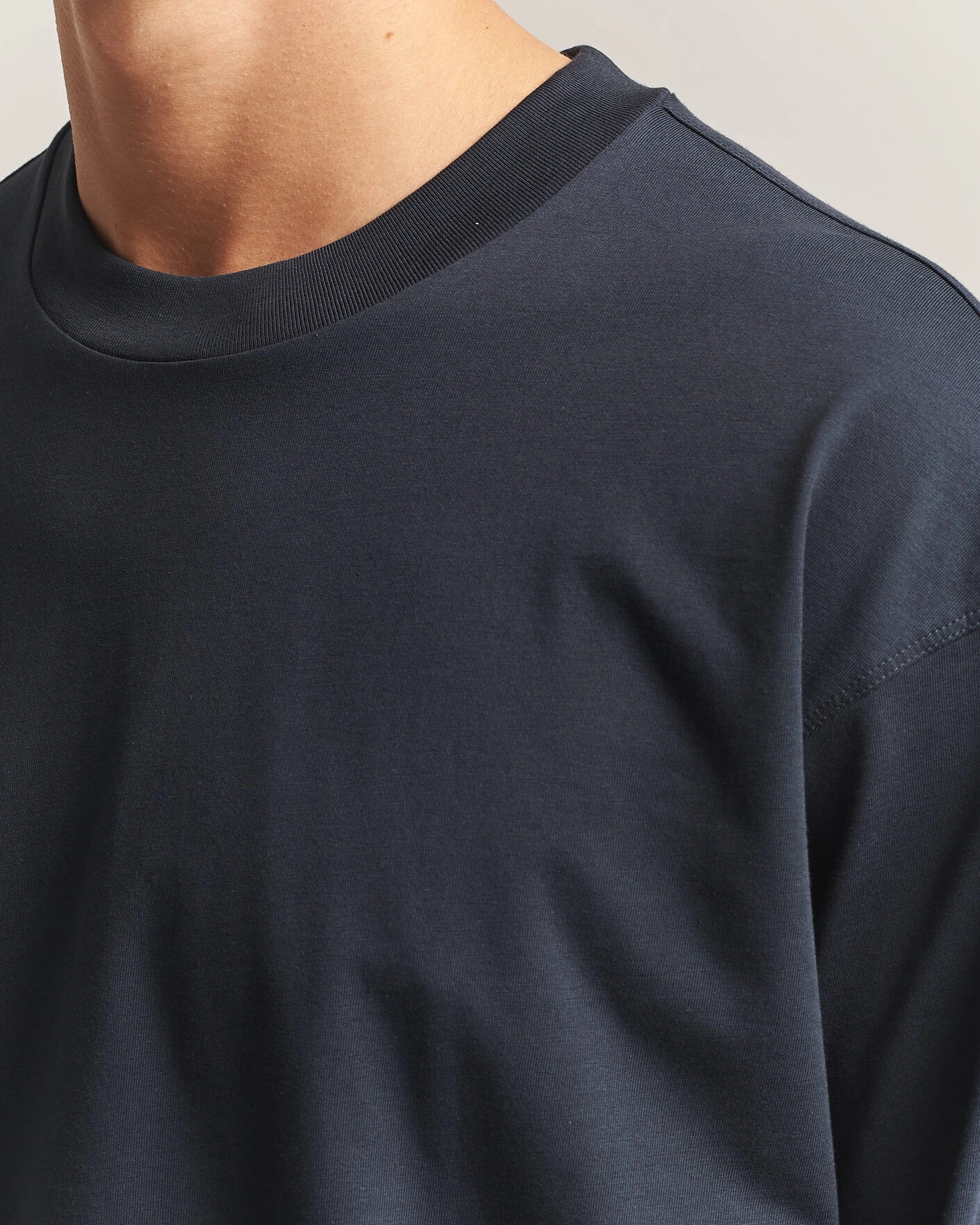 Herr | T-Shirts | NN07 | Lionel Suvin Cotton Long Sleeve T-Shirt Deep Navy