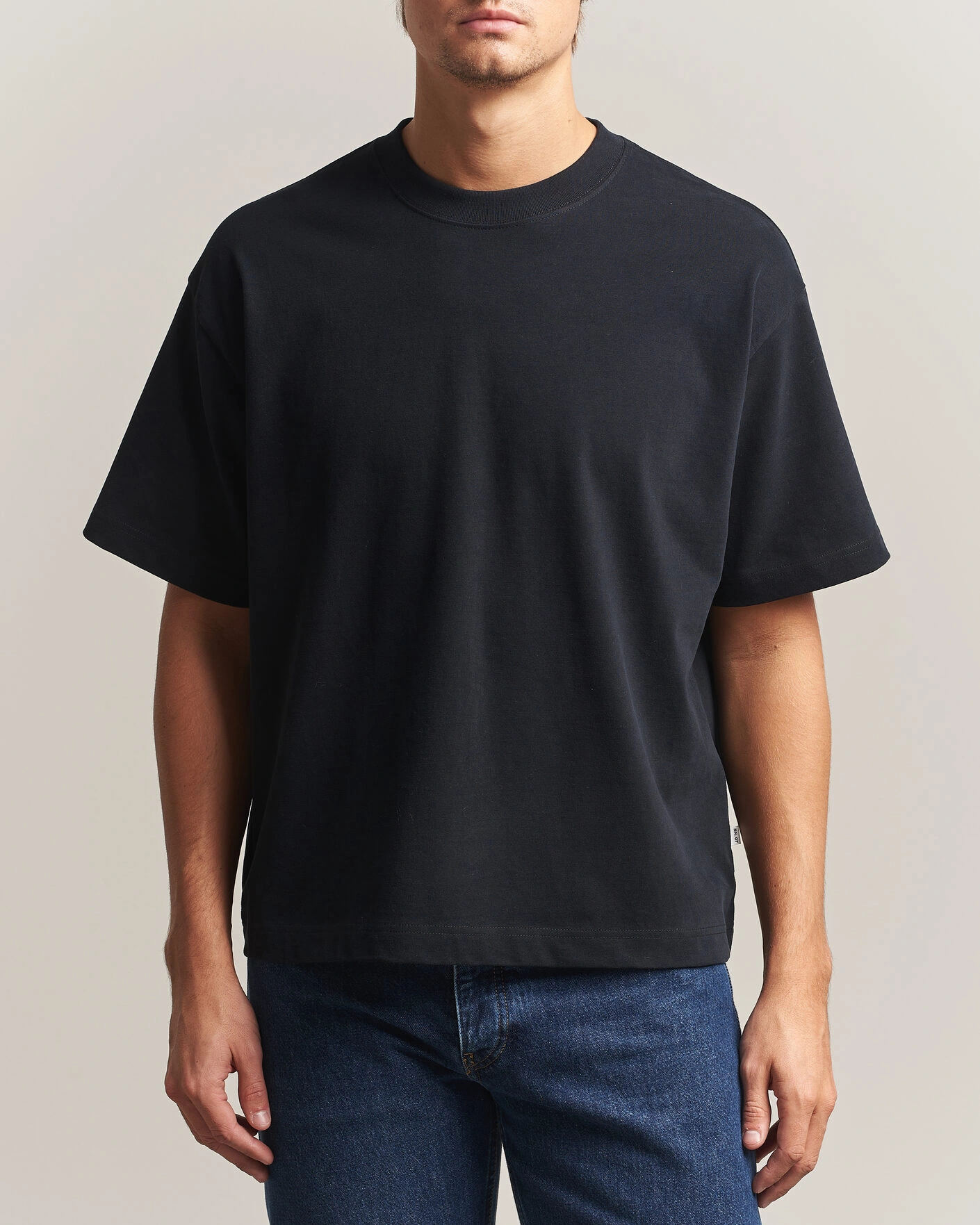 Herr | T-Shirts | NN07 | David Heavy Crew Neck T-Shirt Black