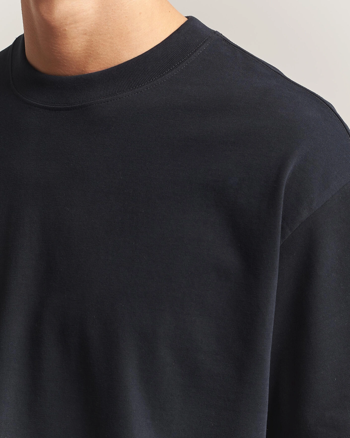 Herr | T-Shirts | NN07 | David Heavy Crew Neck T-Shirt Black