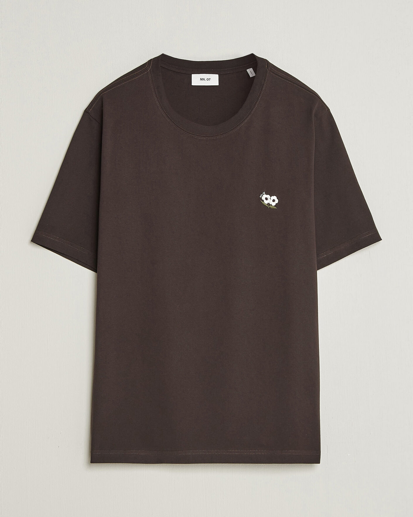 Herr | T-Shirts | NN07 | Jett Embroidered Crew Neck T-Shirt Deep Truffle