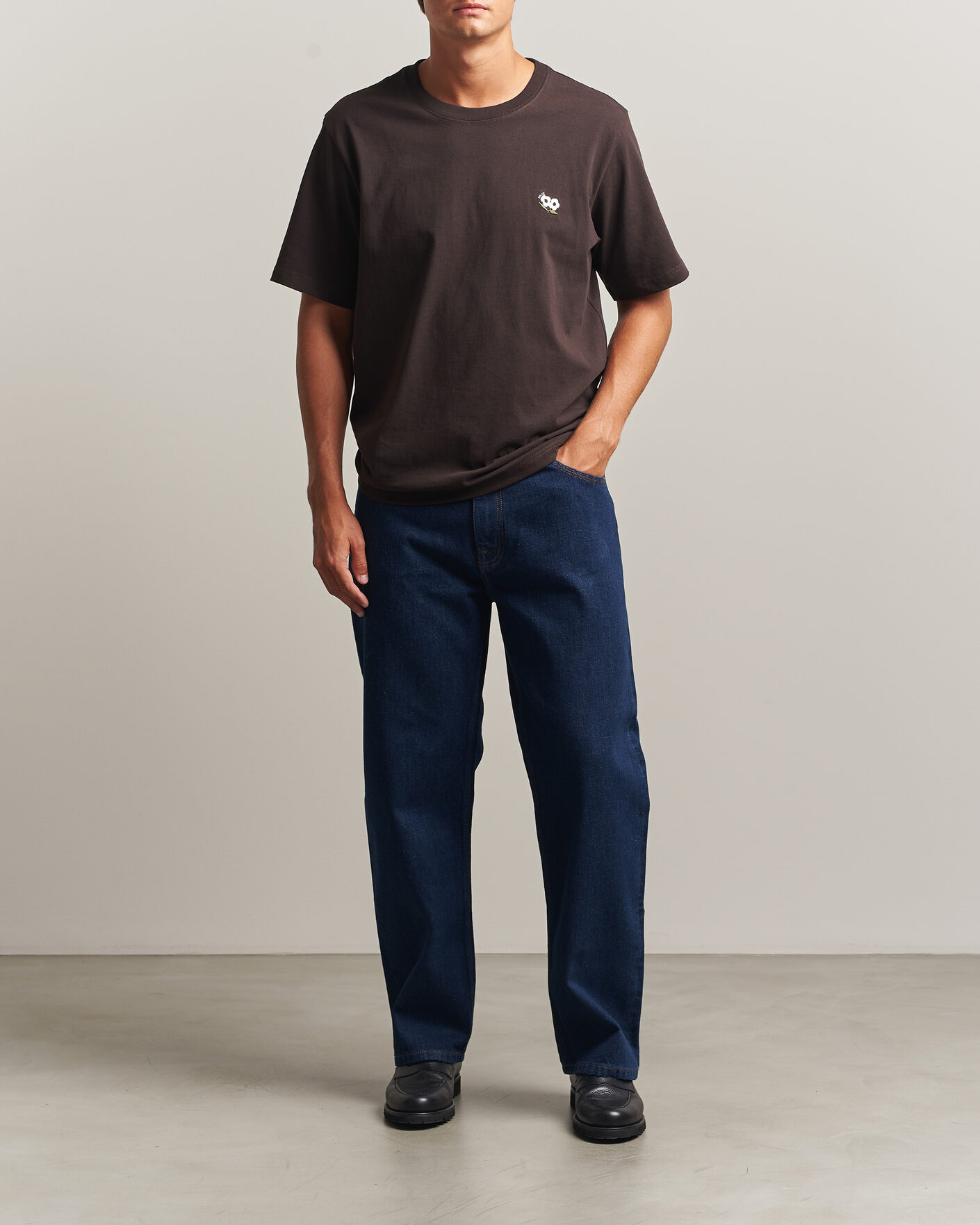 Herr | T-Shirts | NN07 | Jett Embroidered Crew Neck T-Shirt Deep Truffle