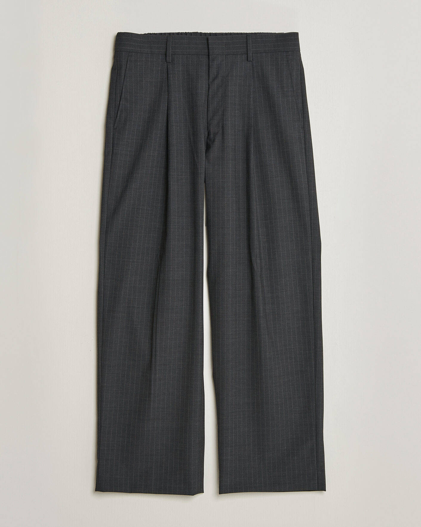 Herr | Byxor | NN07 | Kay Wool Pinstriped Trousers Dark Grey