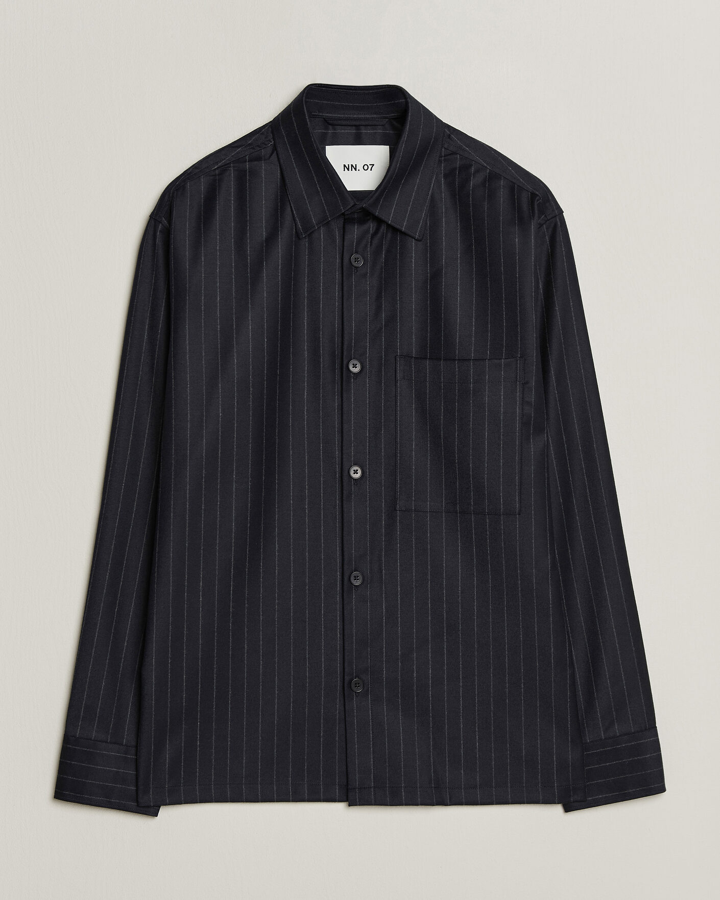 Herr | Skjortor | NN07 | Freddy Wool Pinstriped Overshirt Navy