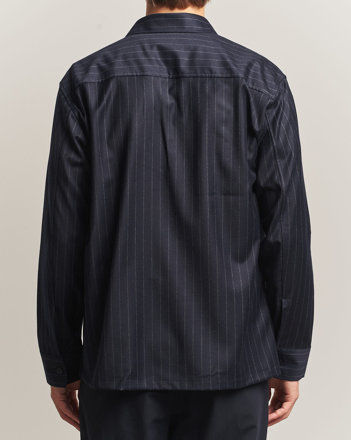 Herr | Skjortor | NN07 | Freddy Wool Pinstriped Overshirt Navy