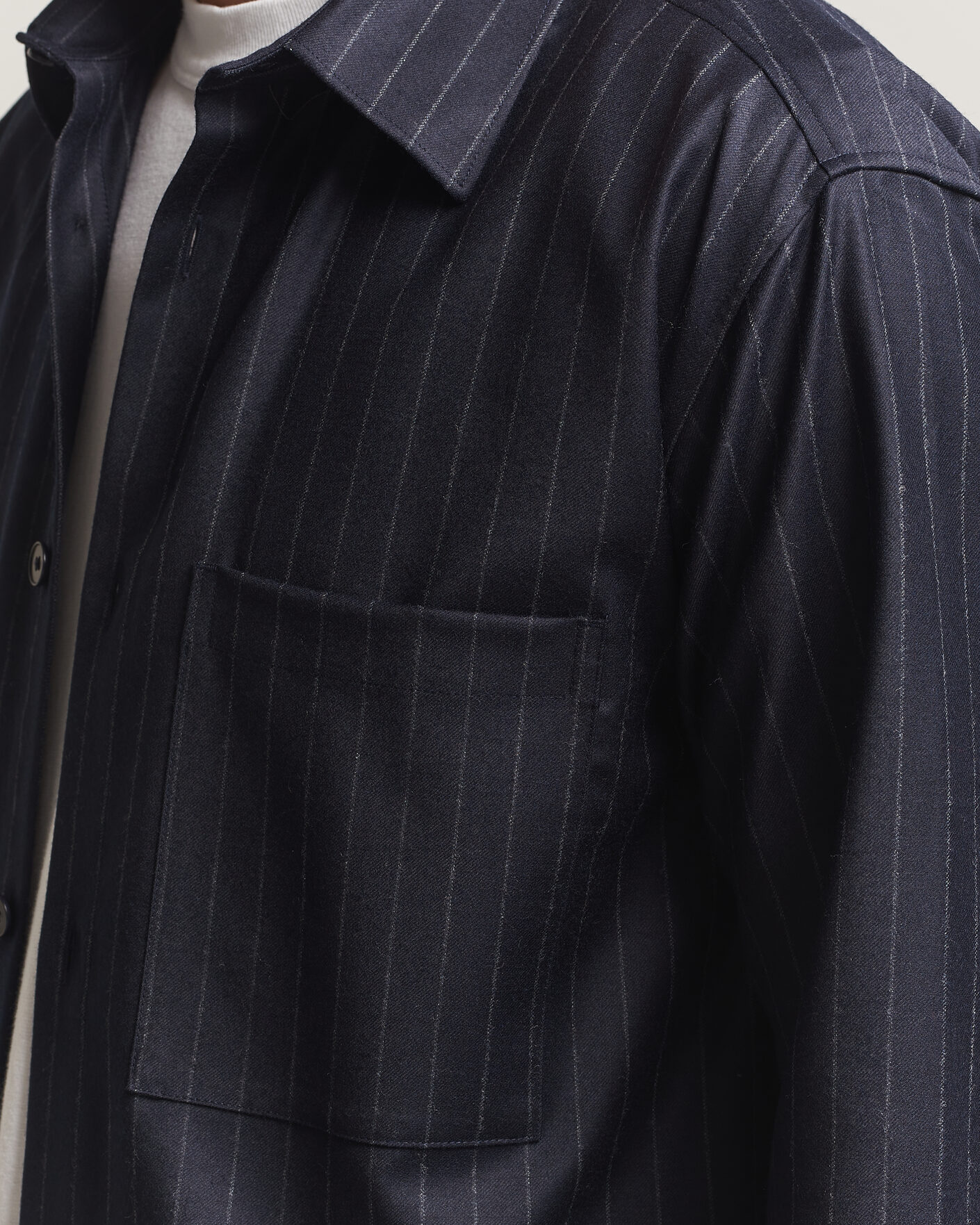 Herr | Skjortor | NN07 | Freddy Wool Pinstriped Overshirt Navy