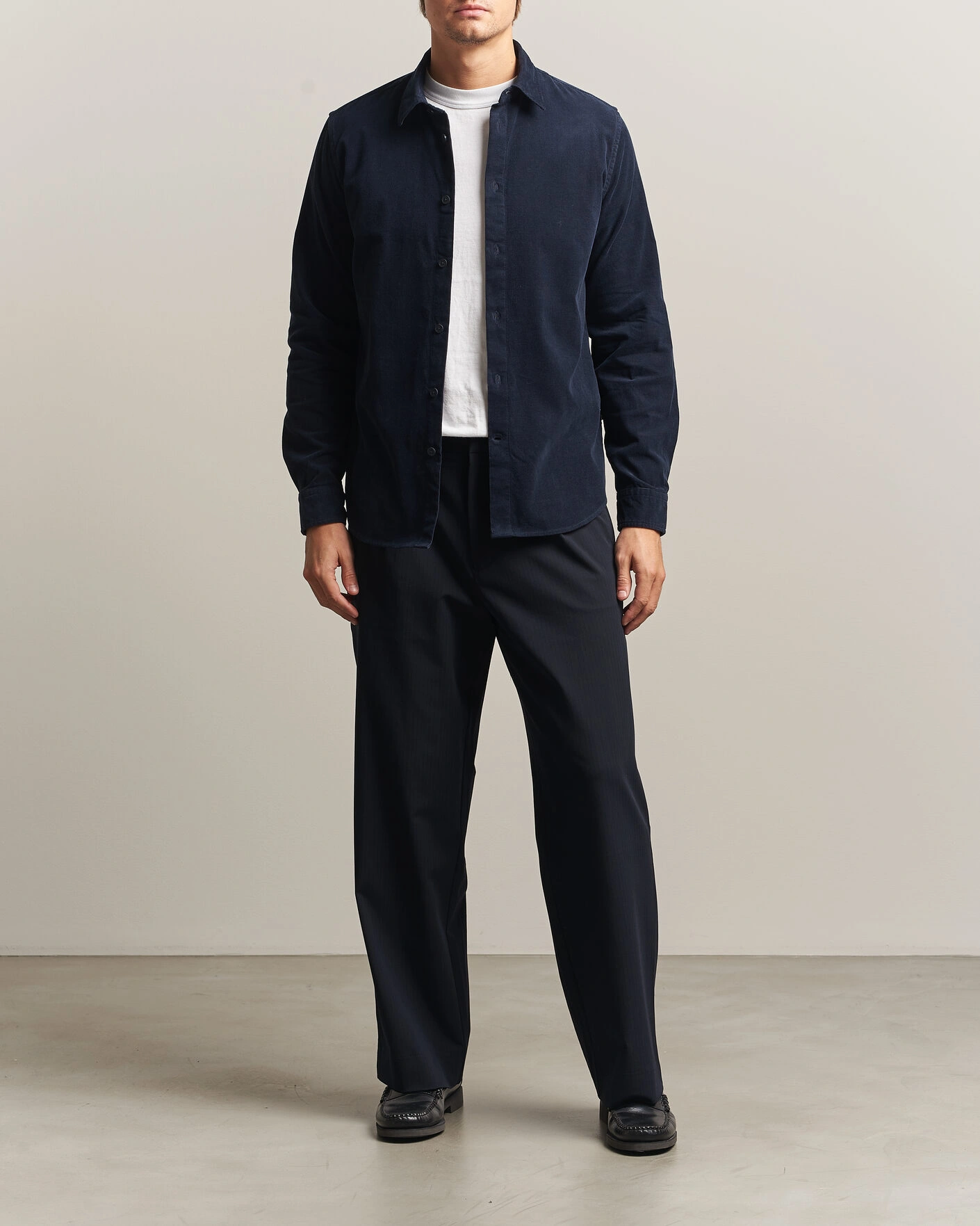 Herr | Skjortor | NN07 | Asher Baby Cord Shirt Navy Blue