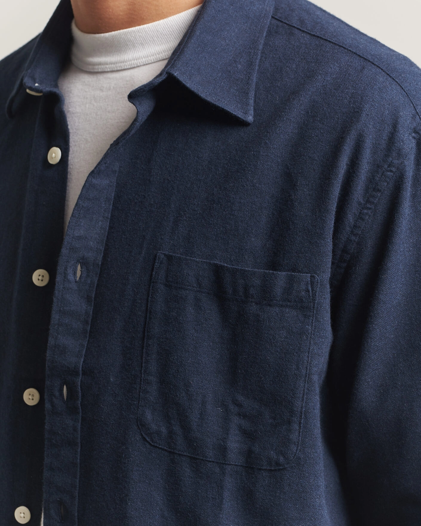 Herr | Skjortor | NN07 | Dino Brushed Flannel Shirt Navy Blue