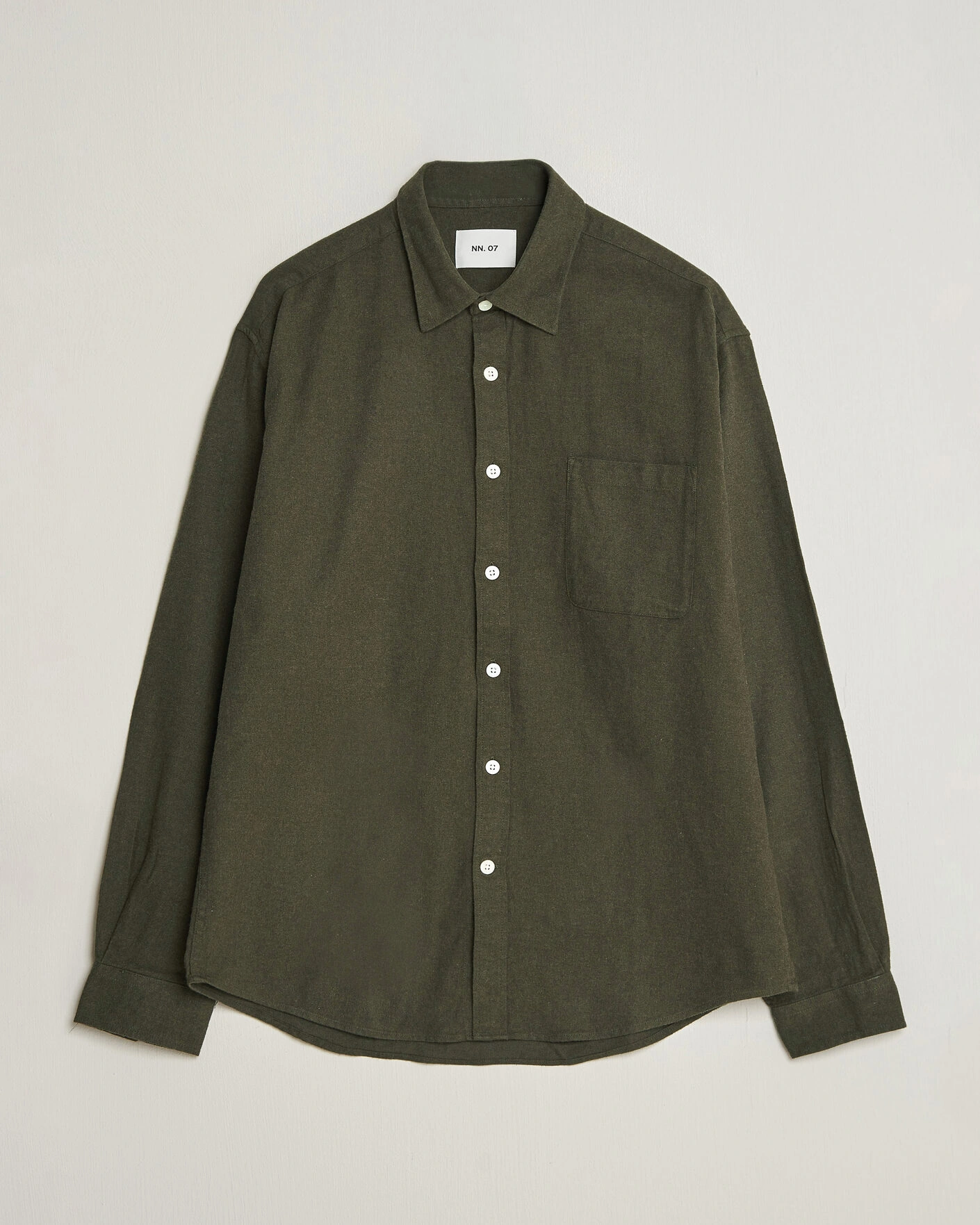 Herr | Skjortor | NN07 | Dino Brushed Flannel Shirt Dark Army