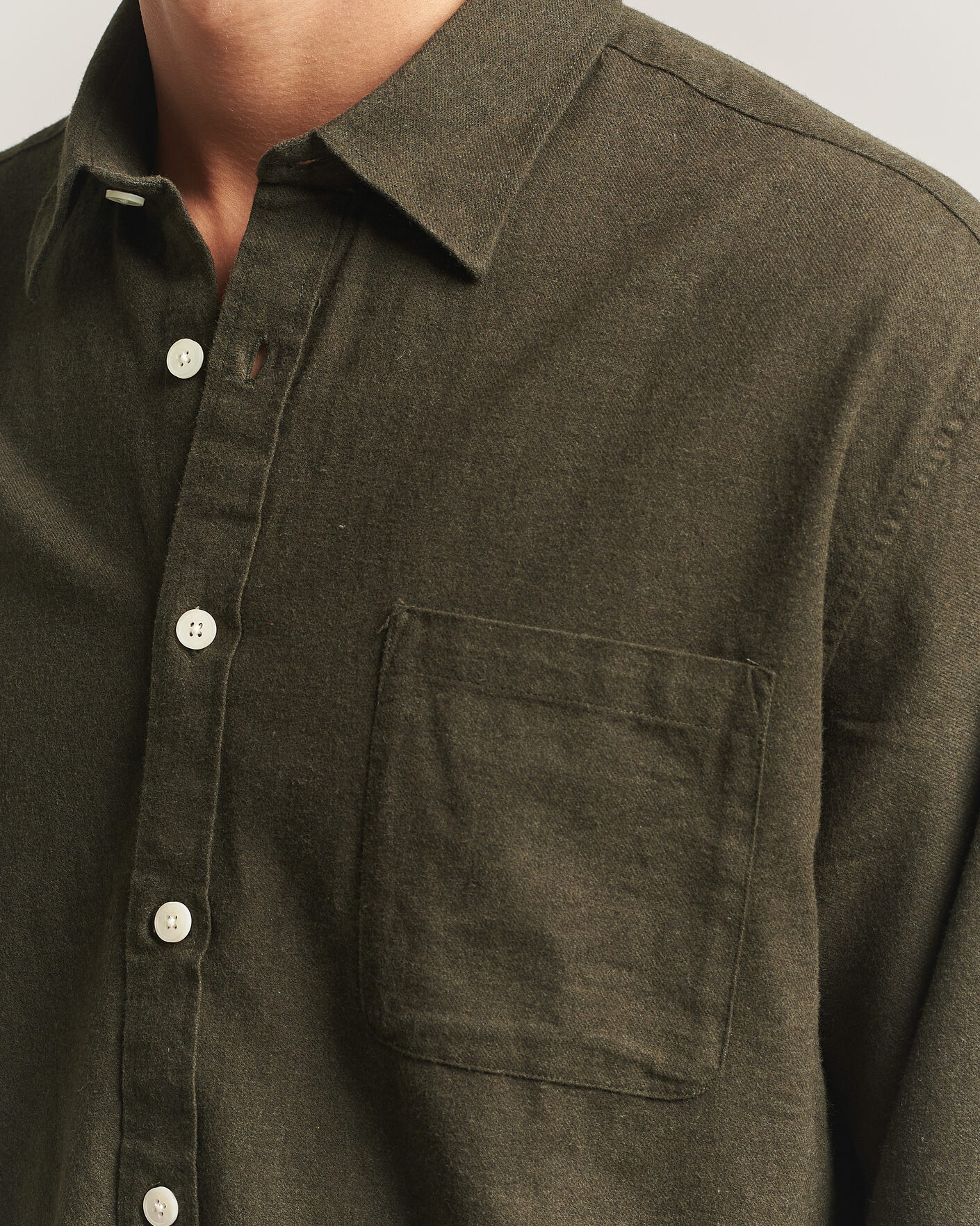 Herr | Skjortor | NN07 | Dino Brushed Flannel Shirt Dark Army