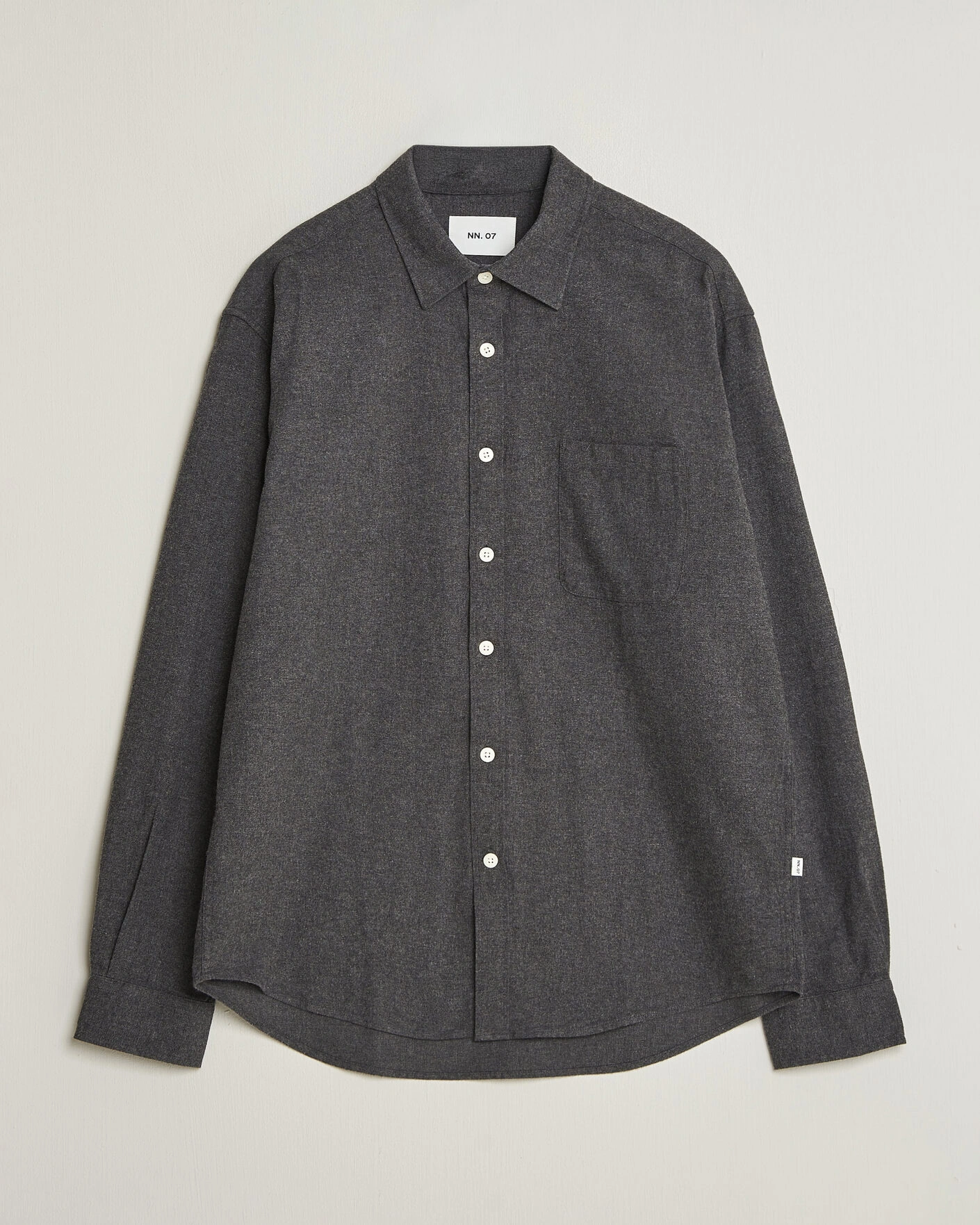 Herr | Skjortor | NN07 | Dino Brushed Flannel Shirt Dark Grey