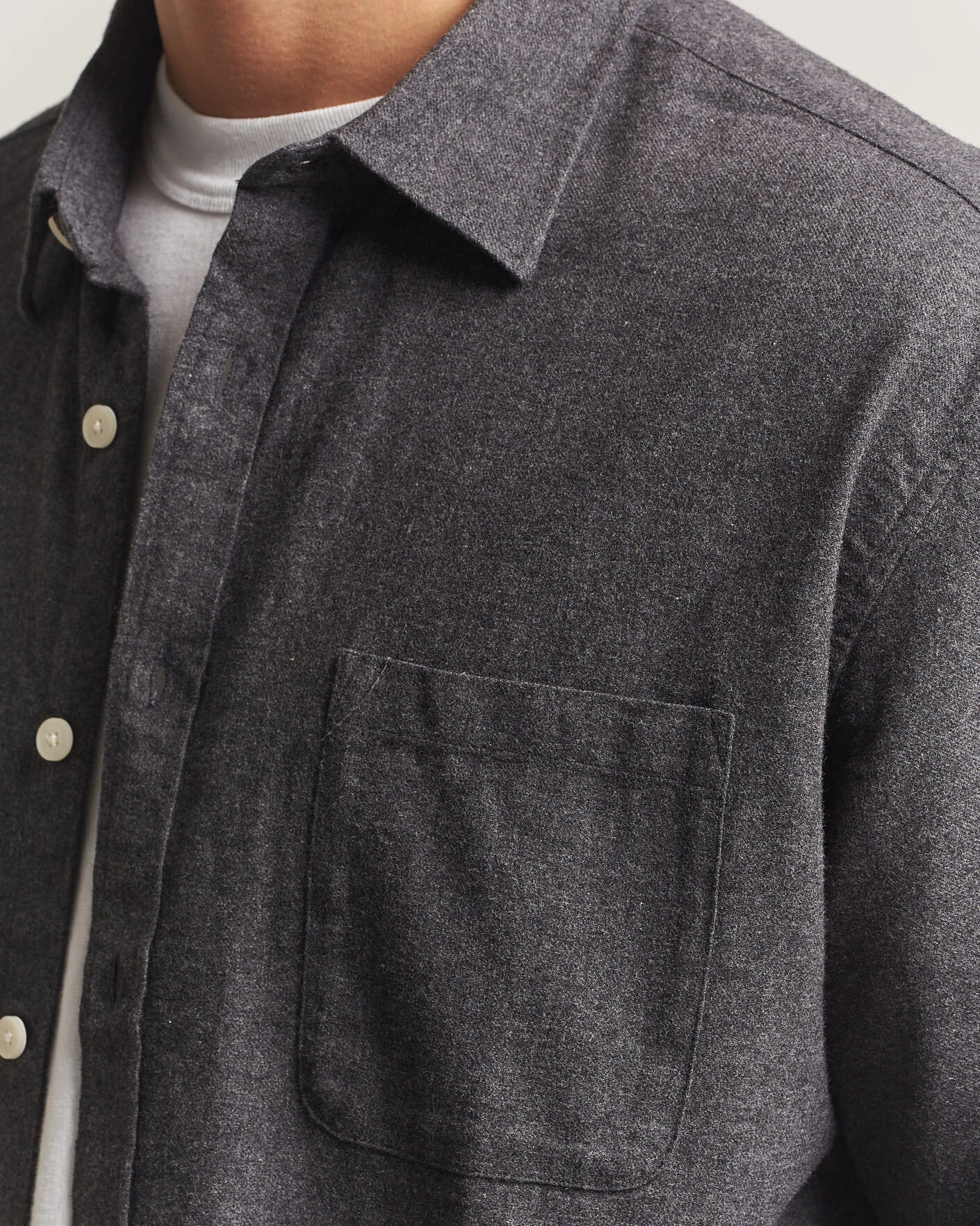 Herr | Skjortor | NN07 | Dino Brushed Flannel Shirt Dark Grey