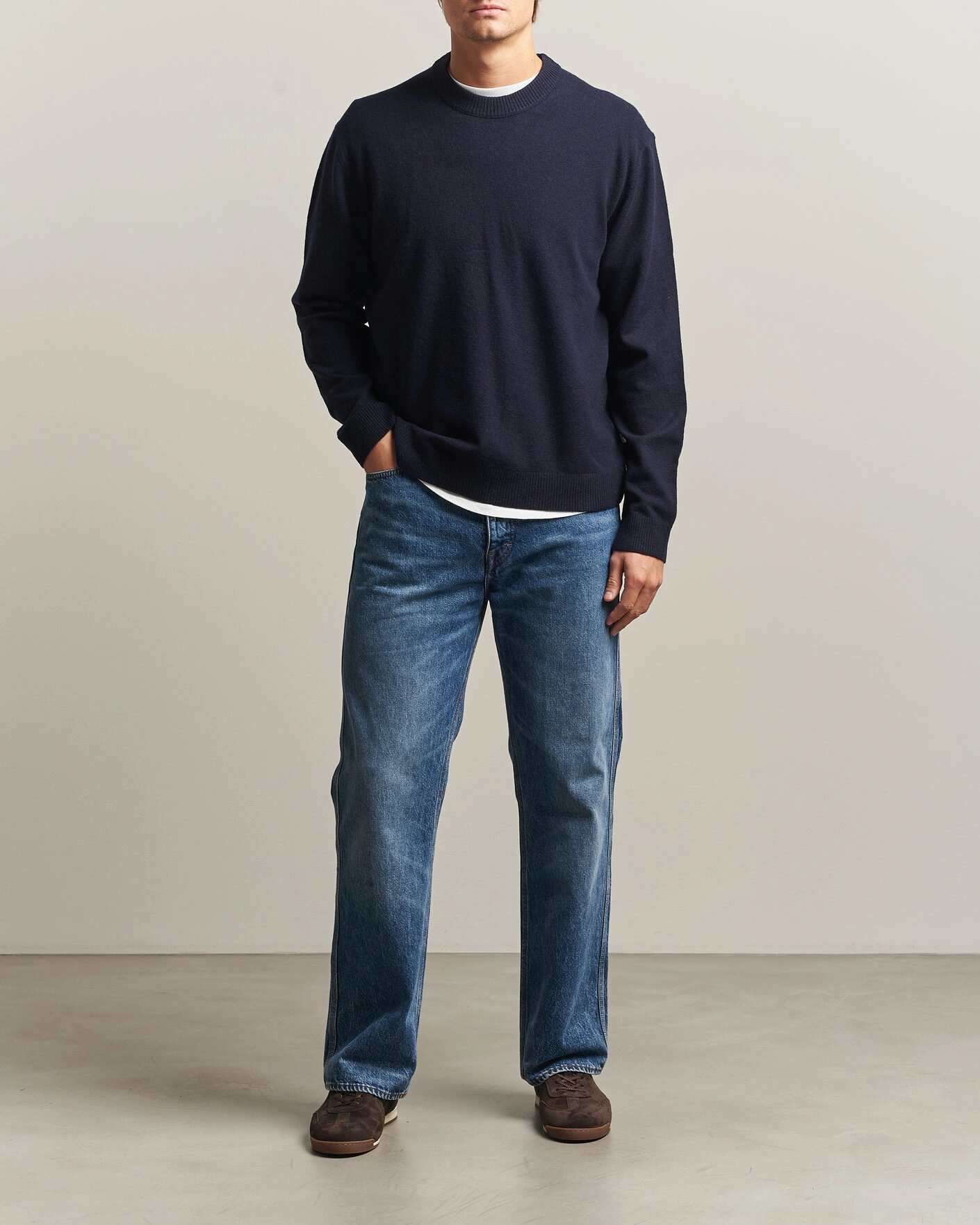 Herr | Tröjor | NN07 | Raz Lambswool Knitted Sweater Deep Navy