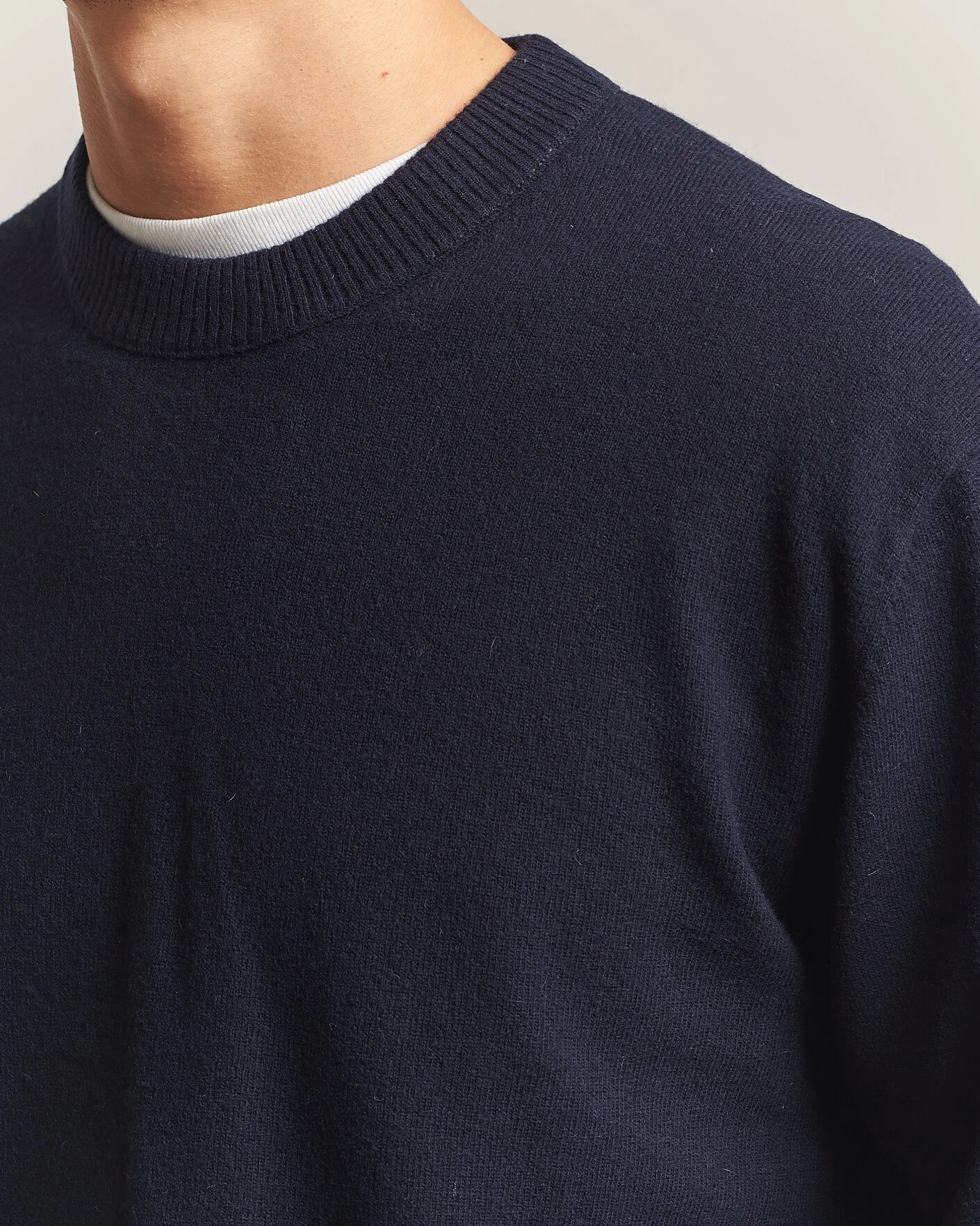 Herr | Tröjor | NN07 | Raz Lambswool Knitted Sweater Deep Navy