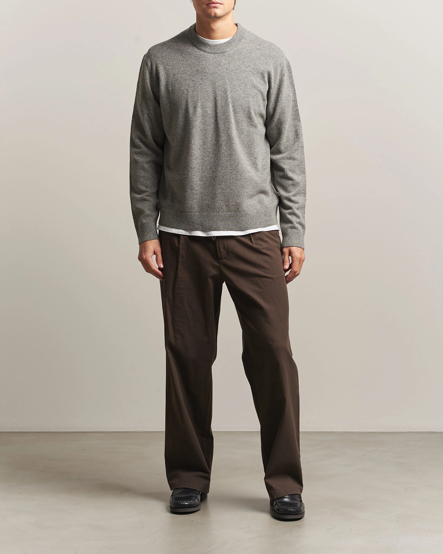 Herr | Tröjor | NN07 | Raz Lambswool Knitted Sweater Grey Melange