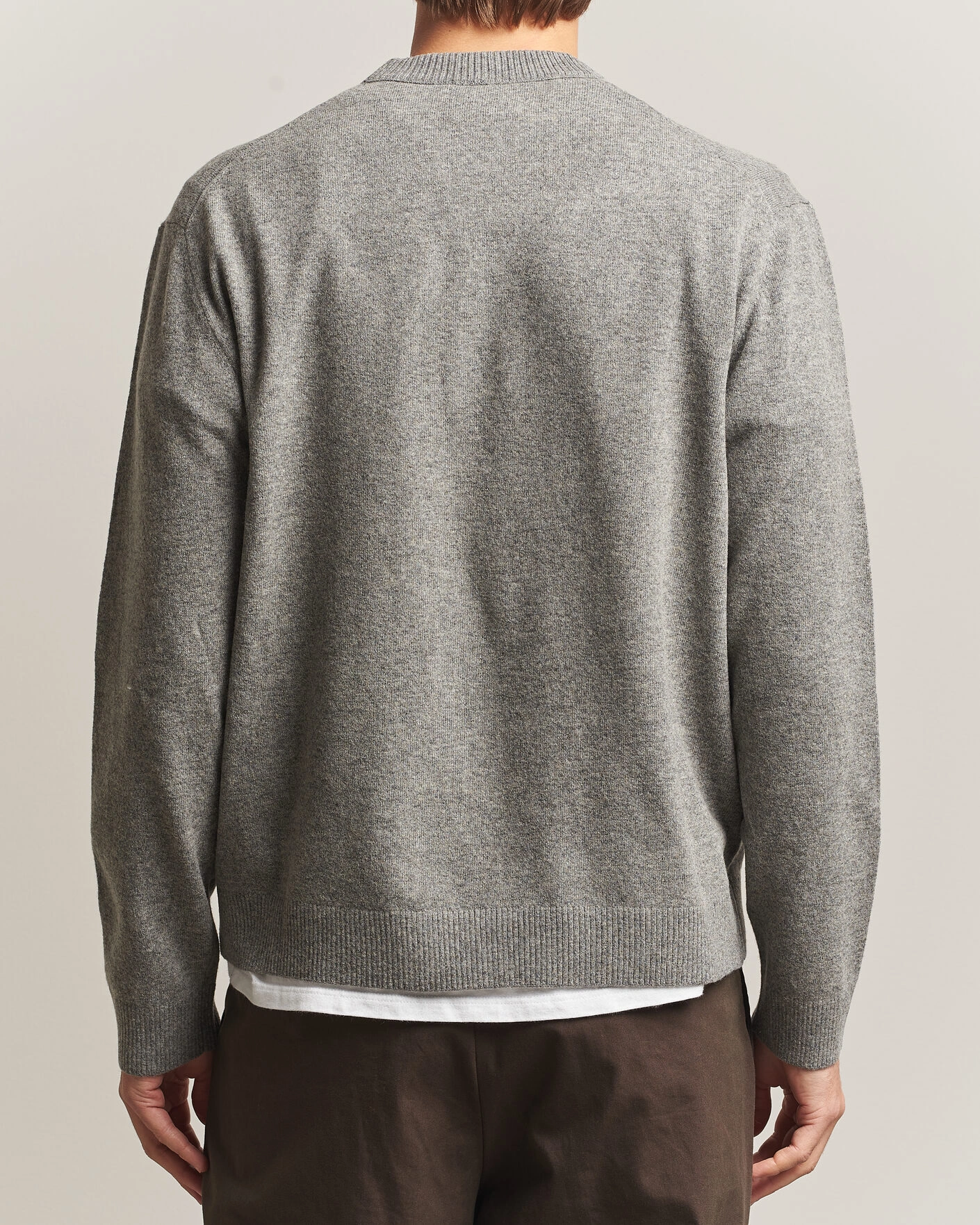 Herr | Tröjor | NN07 | Raz Lambswool Knitted Sweater Grey Melange