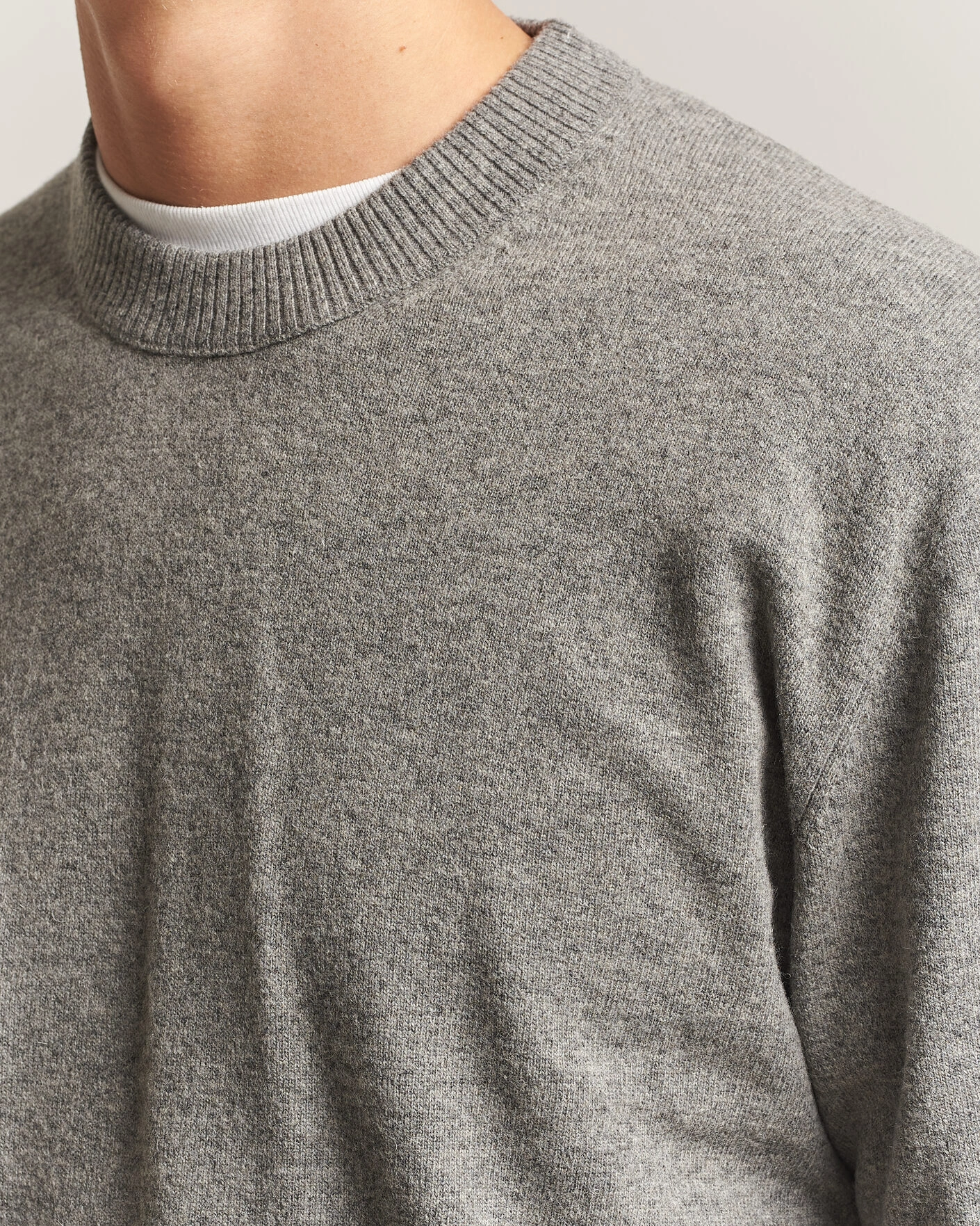 Herr | Tröjor | NN07 | Raz Lambswool Knitted Sweater Grey Melange