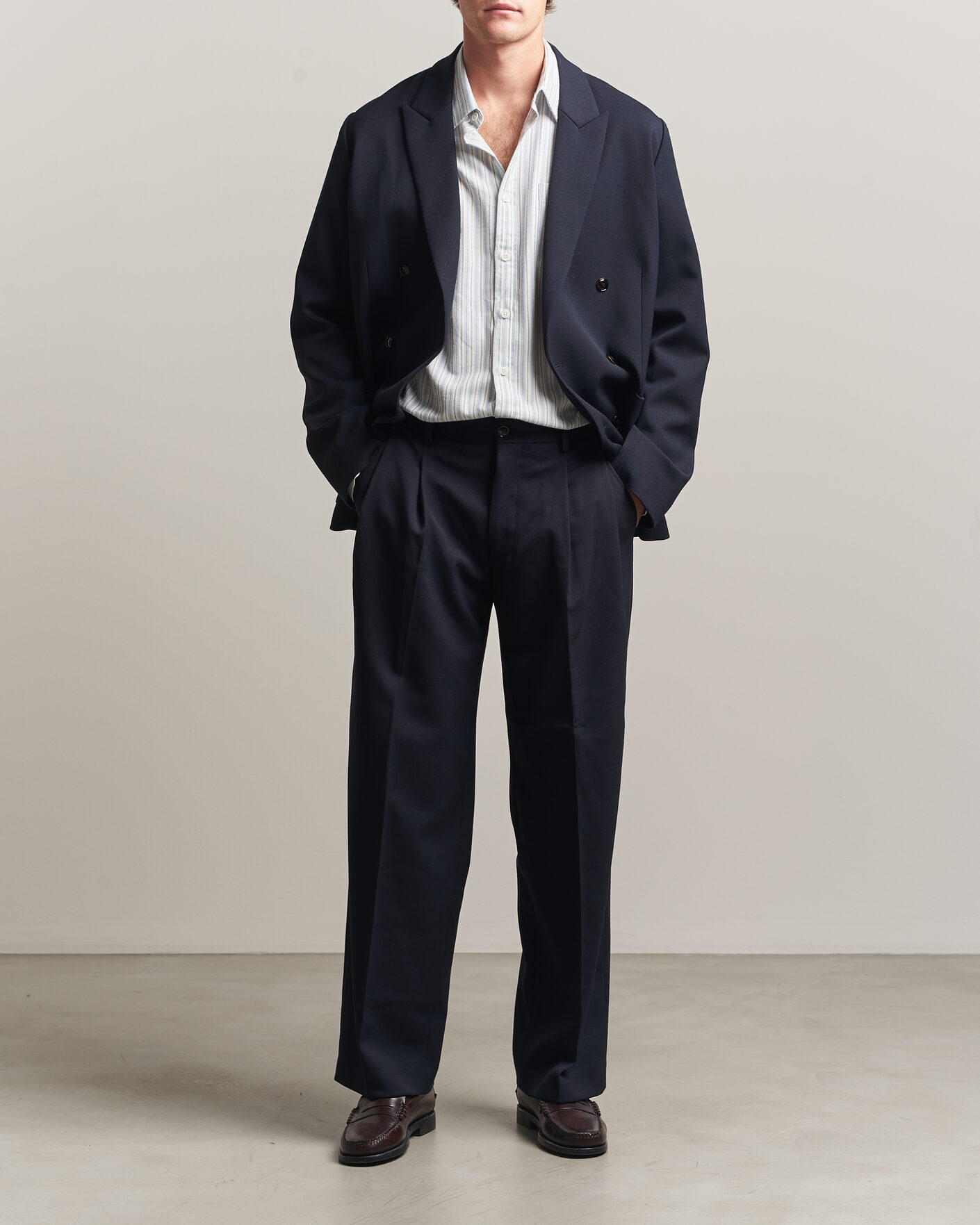 Herr | Byxor | NN07 | Justin Wool Pleated Suit Trousers Deep Navy