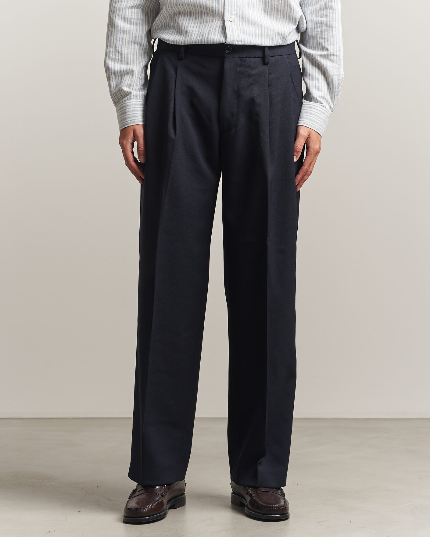 Herr | Byxor | NN07 | Justin Wool Pleated Suit Trousers Deep Navy