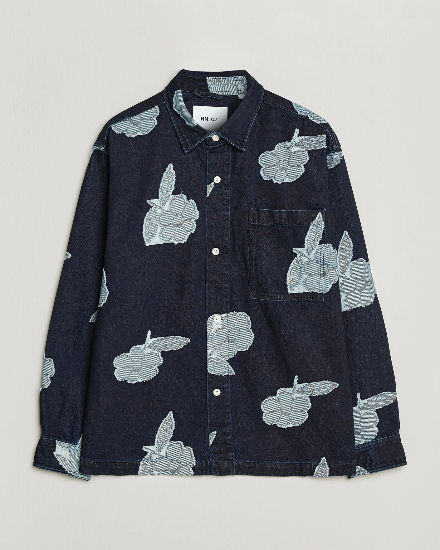 Herr |  | NN07 | Adwin Fil‑coupé Jacquard Denim Overshirt Dark Blue