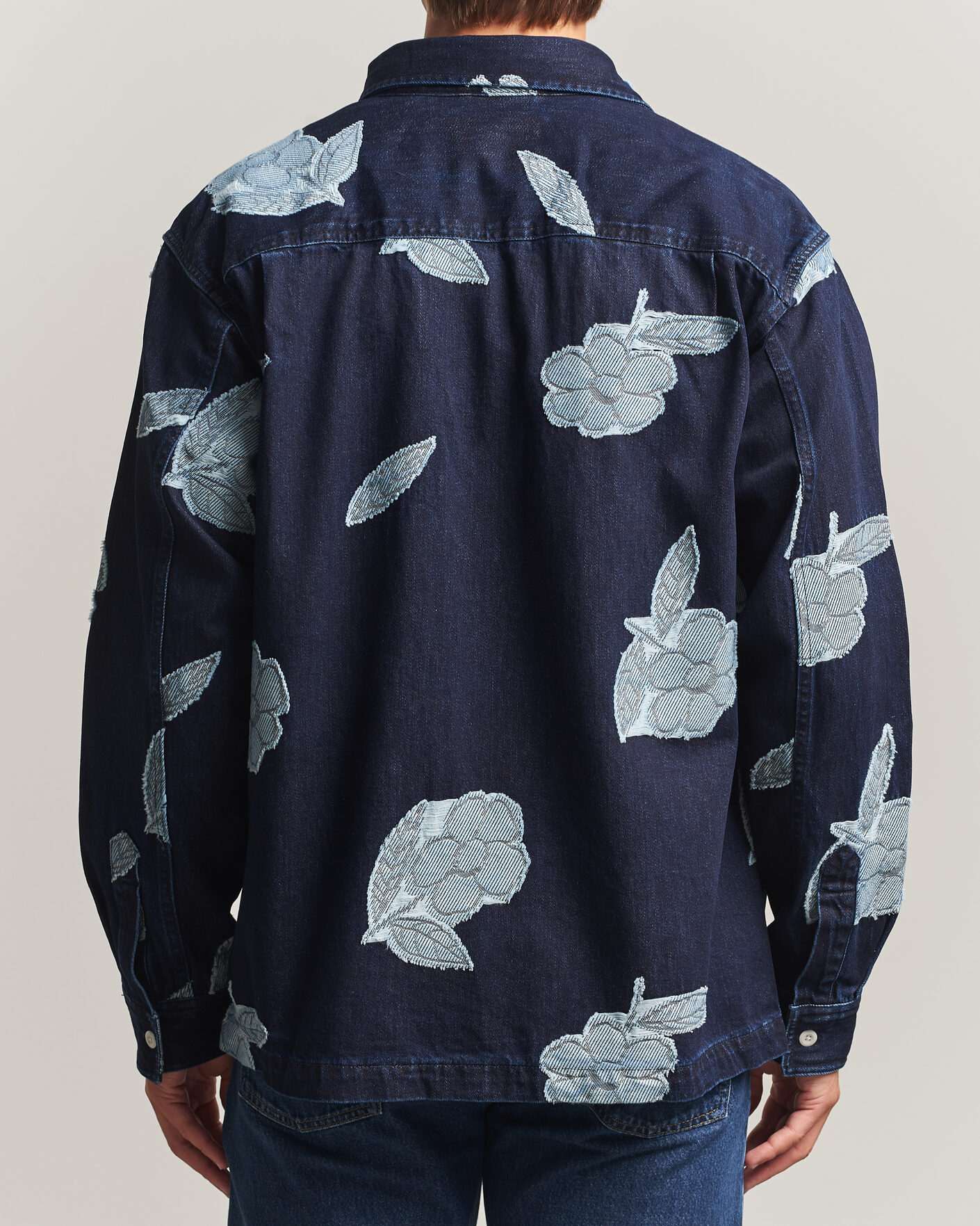 Herr | Skjortor | NN07 | Adwin Fil‑coupé Jacquard Denim Overshirt Dark Blue