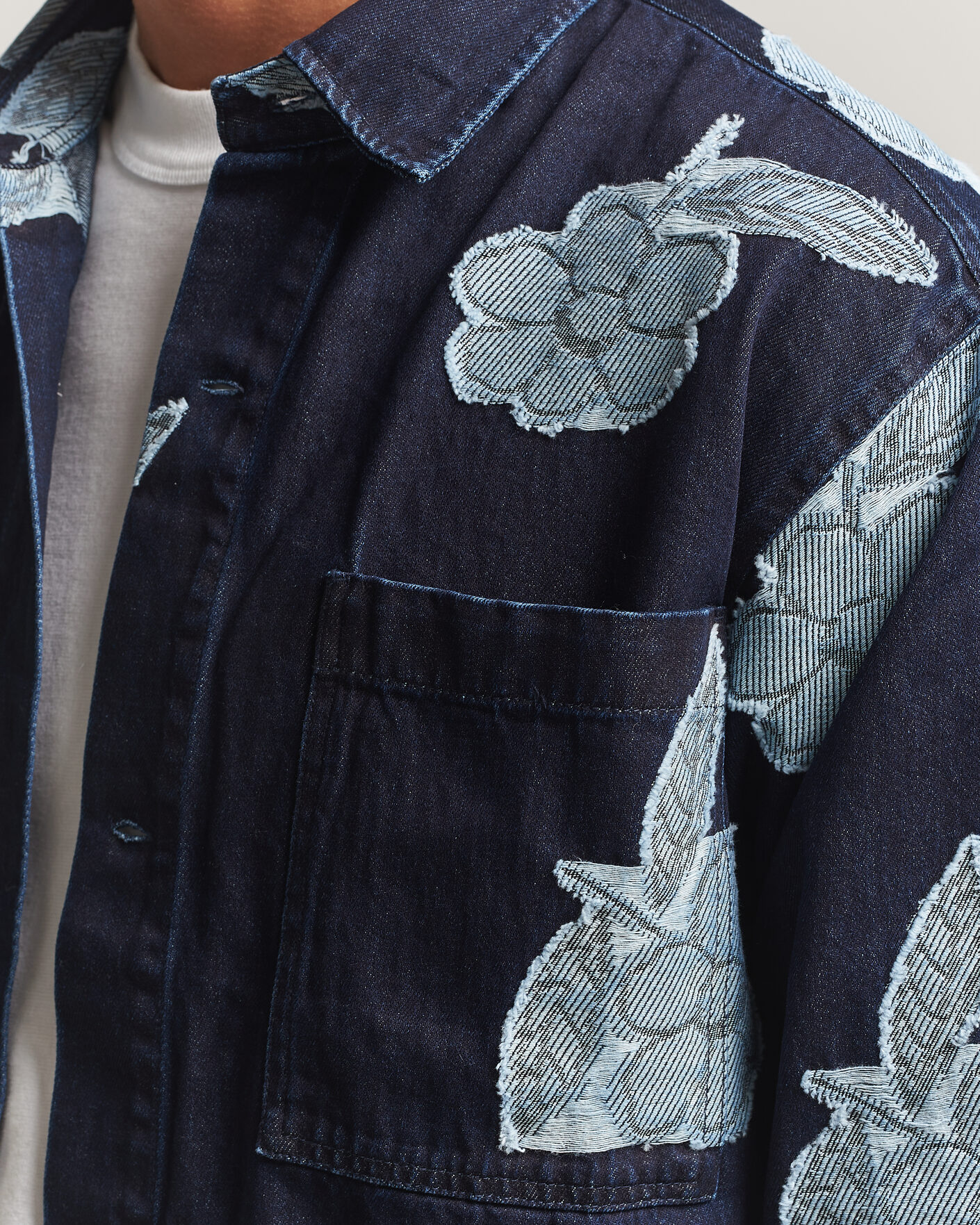 Herr | Skjortor | NN07 | Adwin Fil‑coupé Jacquard Denim Overshirt Dark Blue