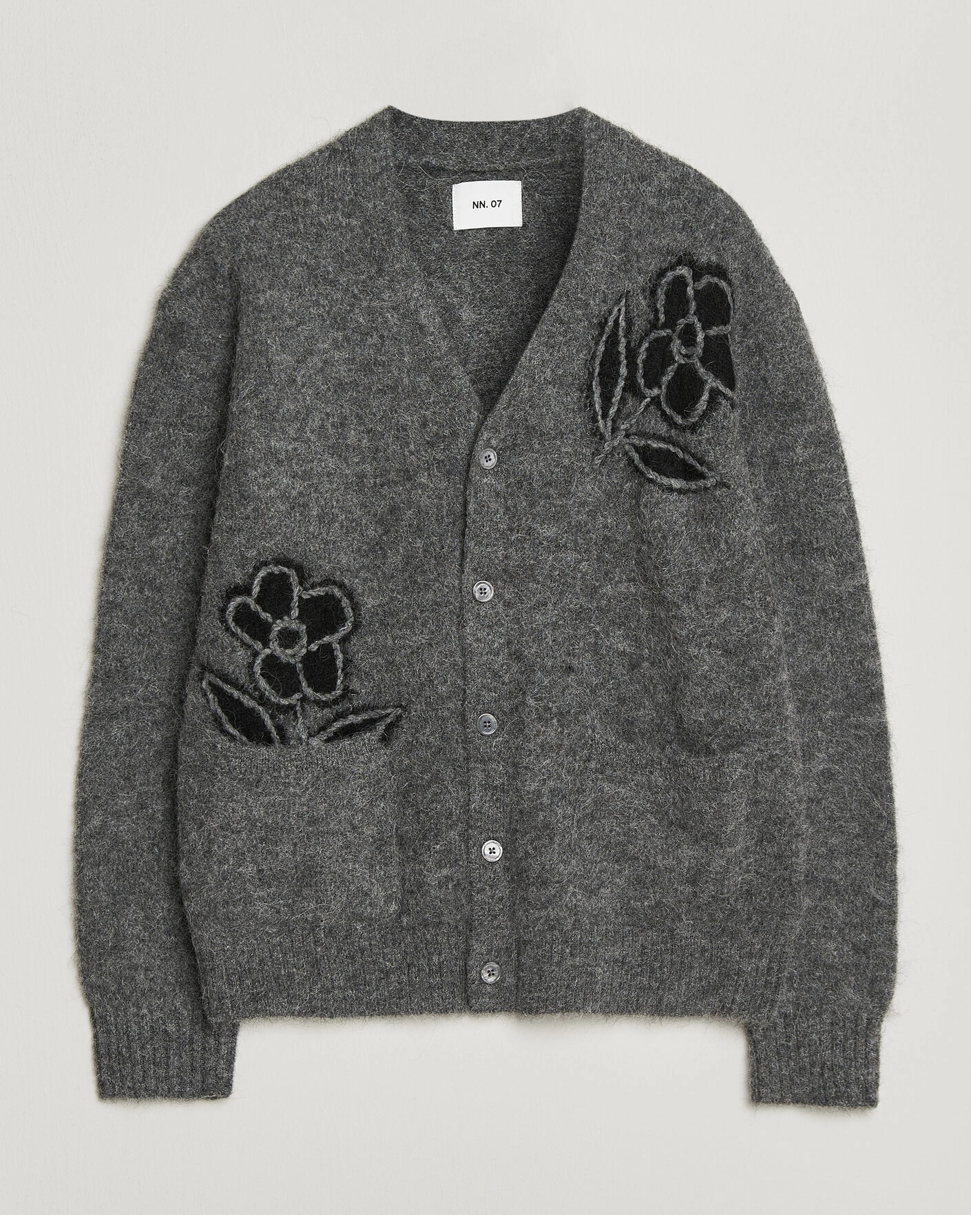 Herr | Tröjor | NN07 | Kyle Alpaca Knitted Cardigan Dark Grey Melange