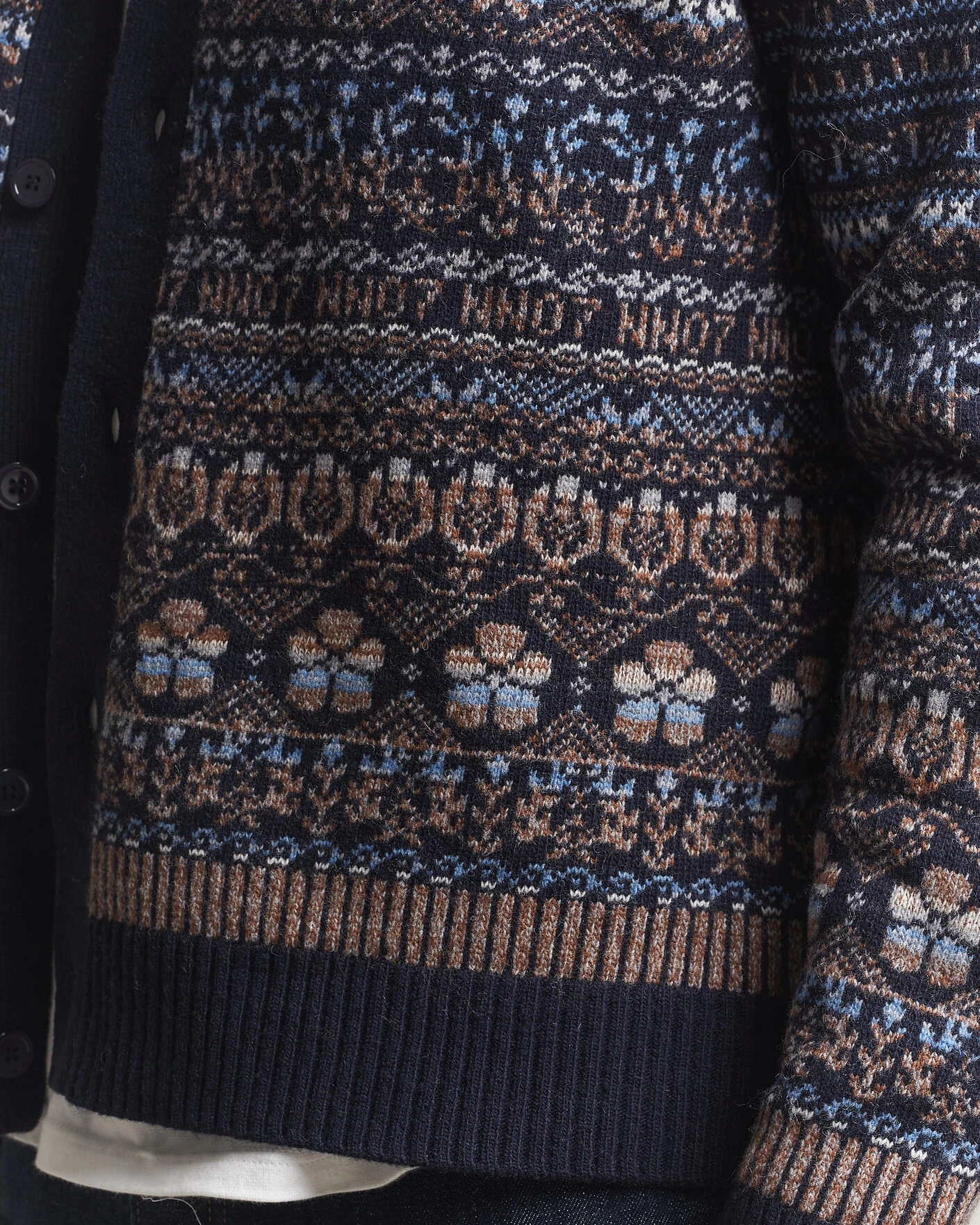 Herr | Tröjor | NN07 | Tobias Fairisle Wool Knitted Cardigan Navy Blue