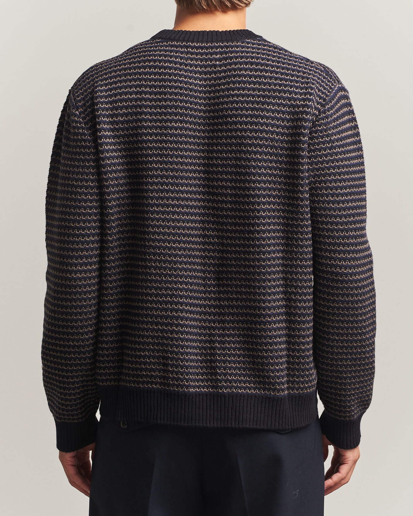 Herr | Tröjor | NN07 | Russell Cotton/Wool Structured Sweater Navy Blue