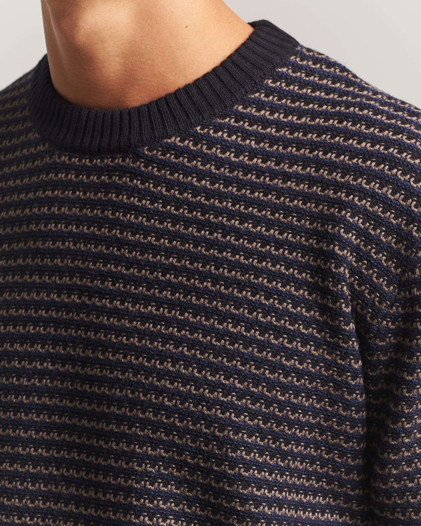 Herr | Tröjor | NN07 | Russell Cotton/Wool Structured Sweater Navy Blue