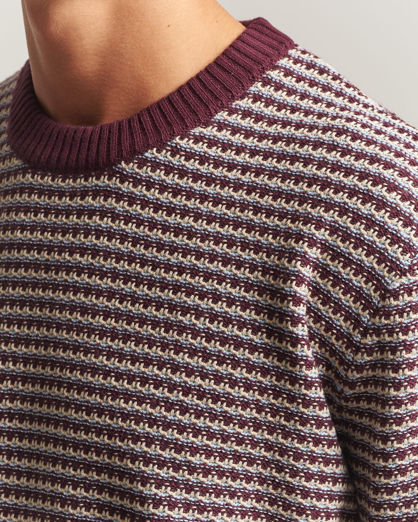 Herr | Tröjor | NN07 | Russell Cotton/Wool Structured Sweater Winetasting