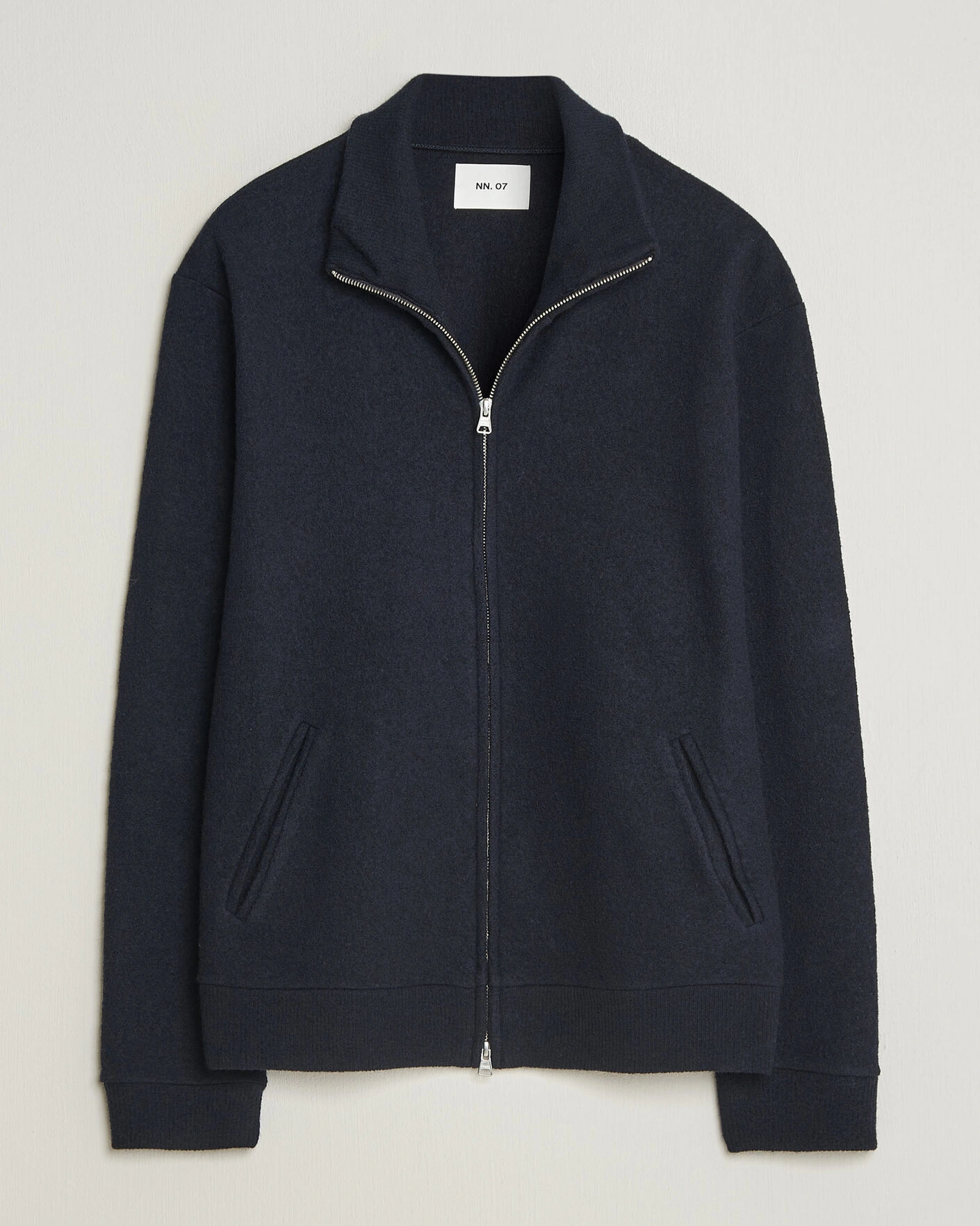 Herr | Tröjor | NN07 | Soft Boiled Wool Full Zip Navy Blue