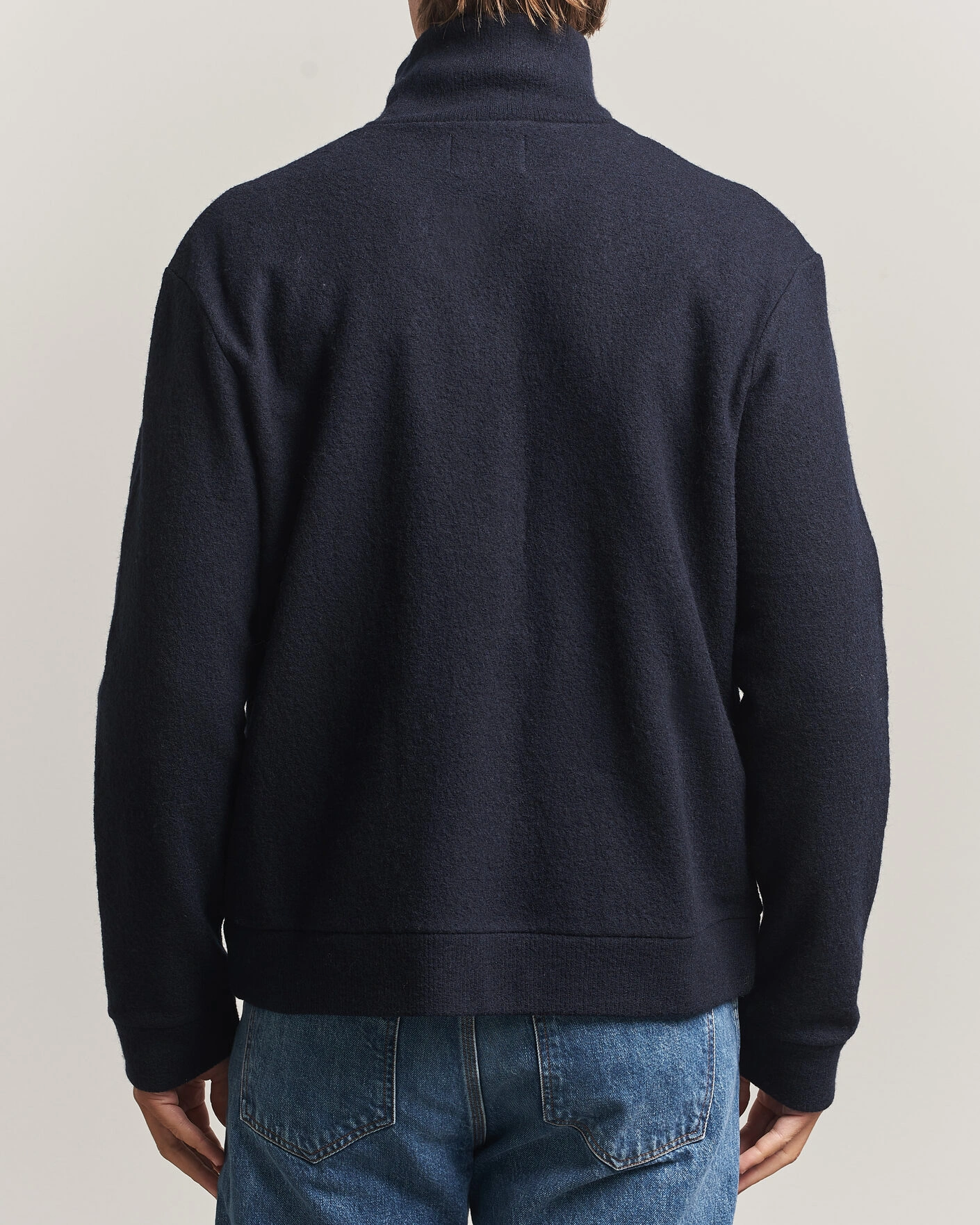 Herr | Tröjor | NN07 | Soft Boiled Wool Full Zip Navy Blue