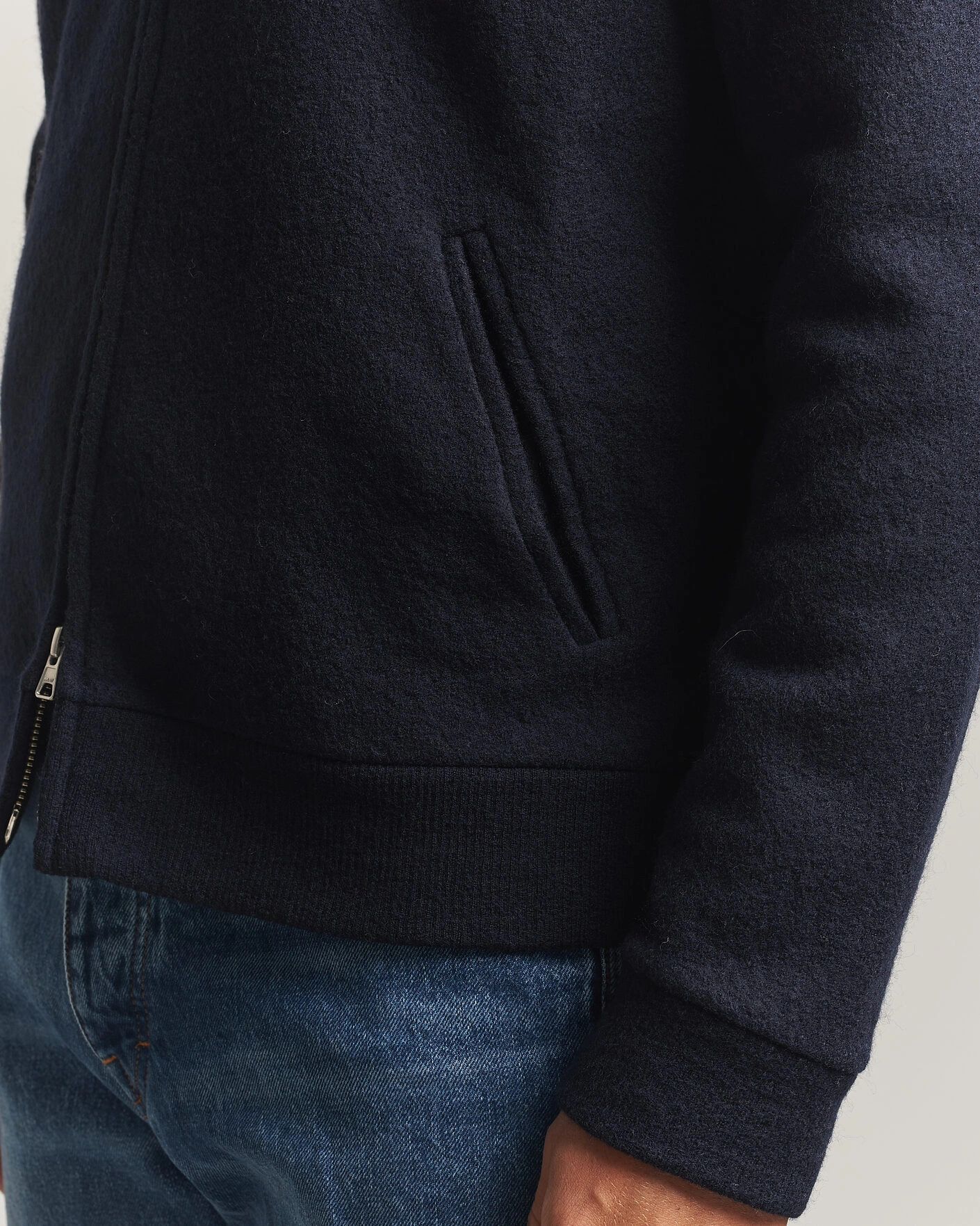 Herr | Tröjor | NN07 | Soft Boiled Wool Full Zip Navy Blue