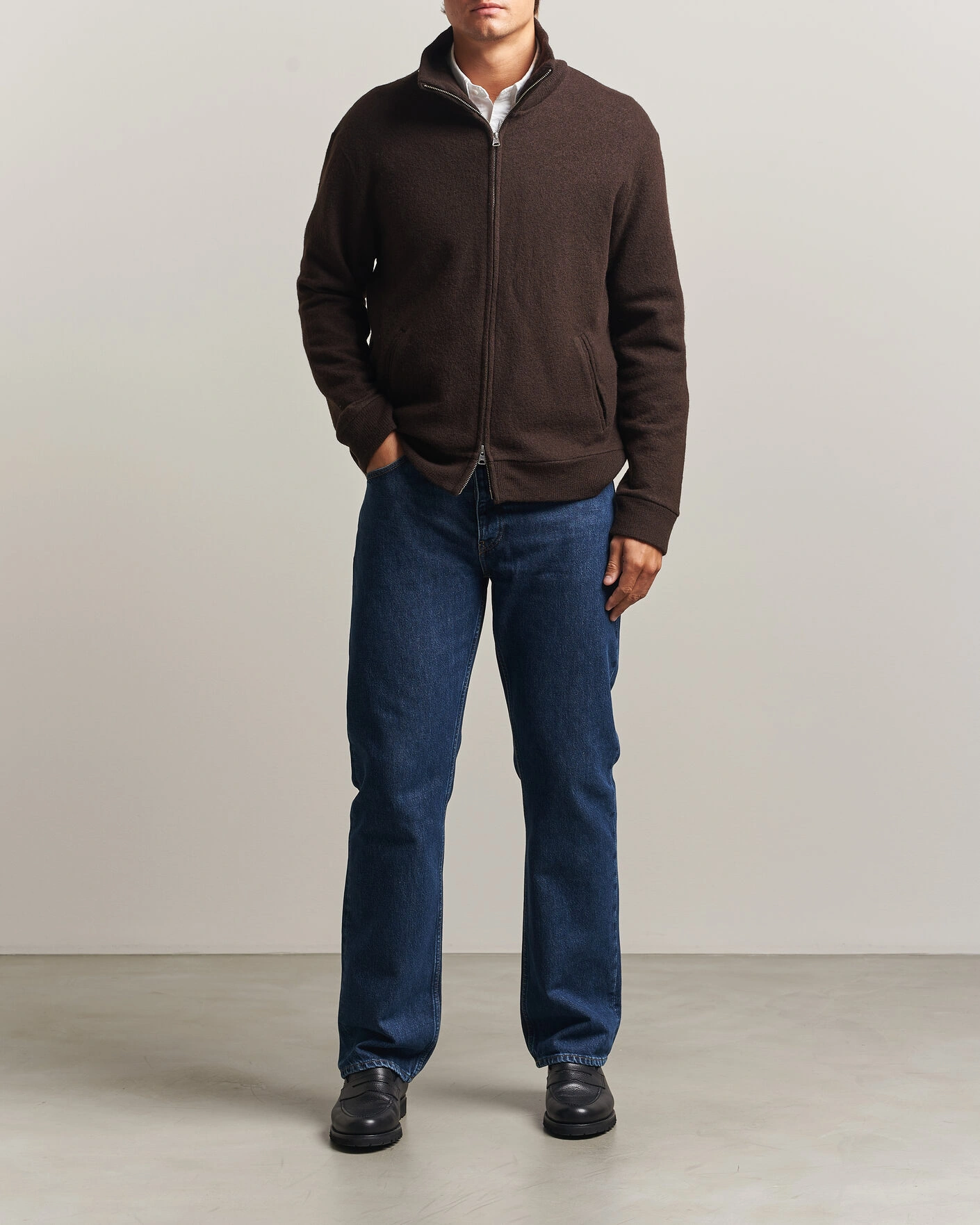 Herr | Tröjor | NN07 | Soft Boiled Wool Full Zip Deep Truffle