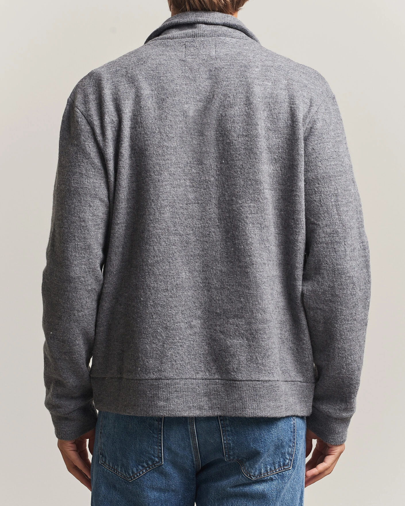 Herr | Tröjor | NN07 | Soft Boiled Wool Full Zip Dark Grey Melange