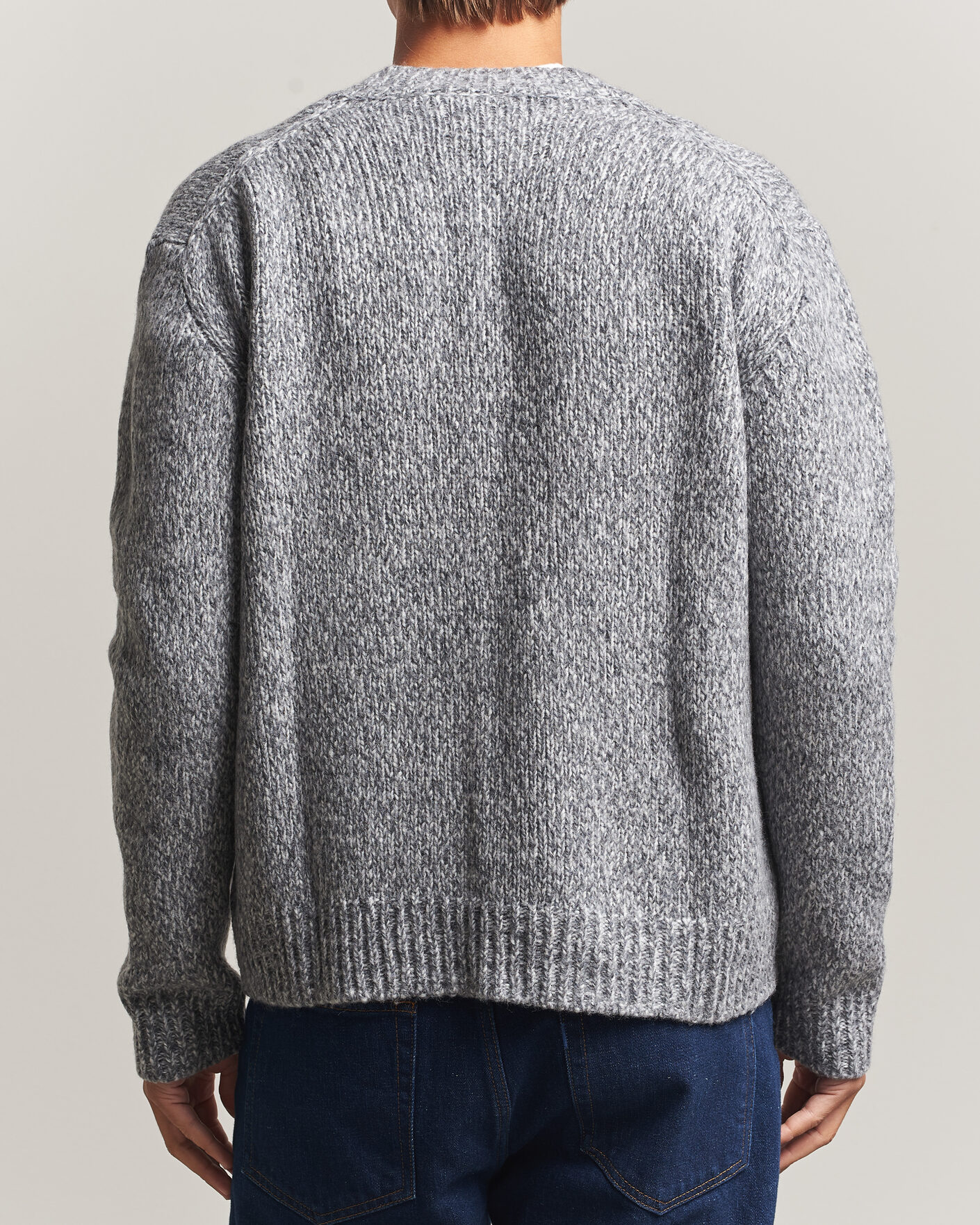 Herr | Tröjor | NN07 | Flint Wool Knitted V-Neck Grey Melange