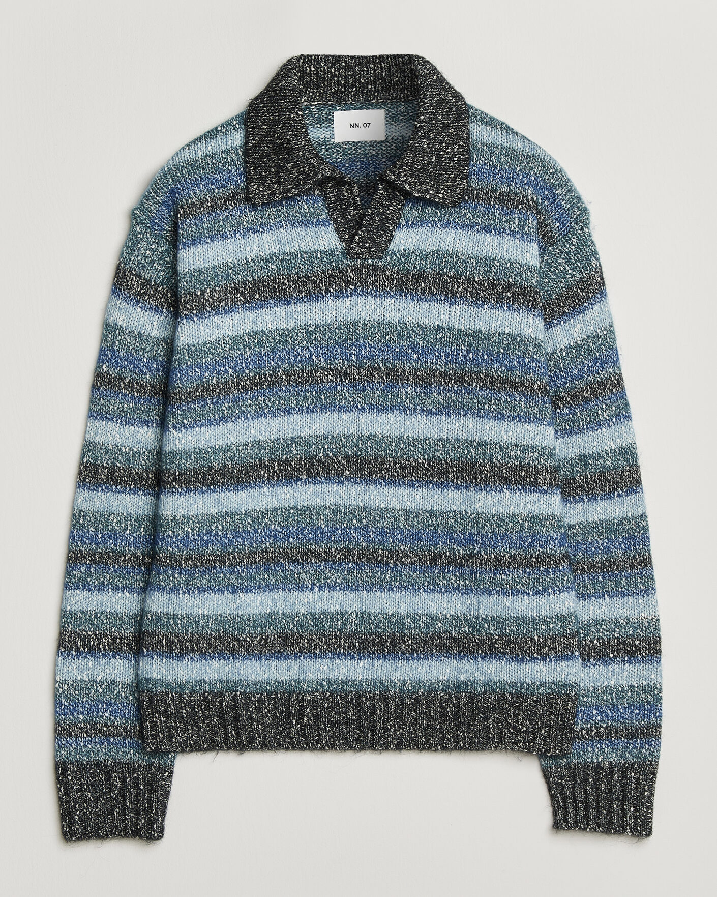 Herr | Tröjor | NN07 | Erling Striped Knitted Polo Navy Multi