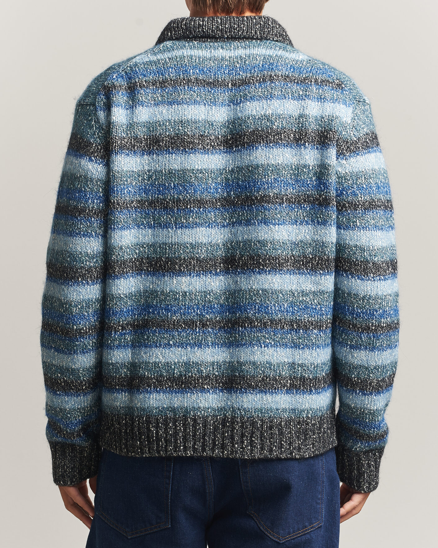 Herr | Tröjor | NN07 | Erling Striped Knitted Polo Navy Multi