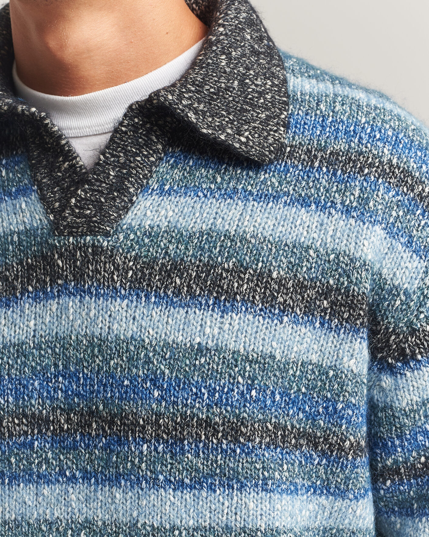 Herr | Tröjor | NN07 | Erling Striped Knitted Polo Navy Multi